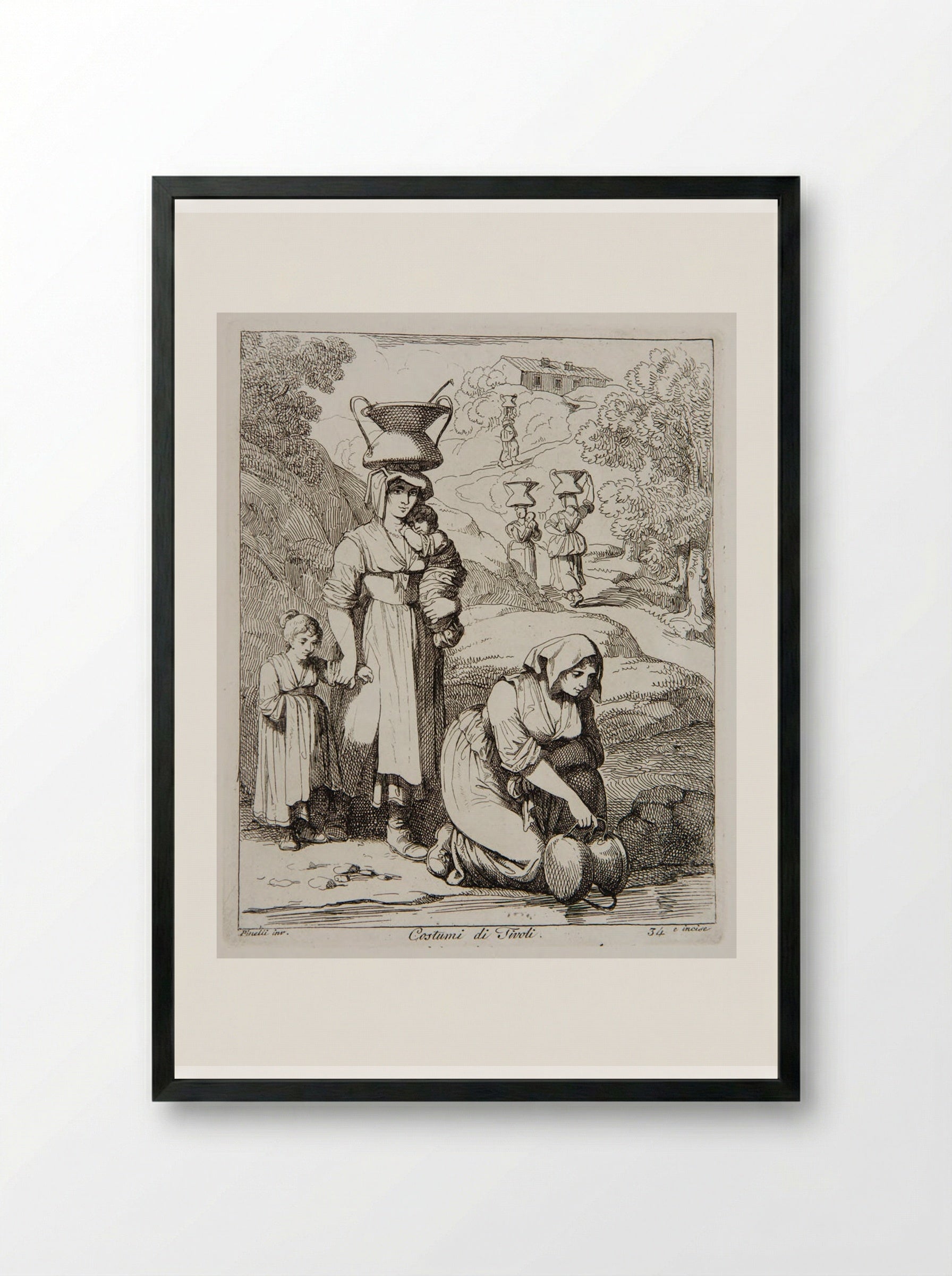 Costumes from Tivoli - Bartolomeo Pinelli - Framed Print Black
