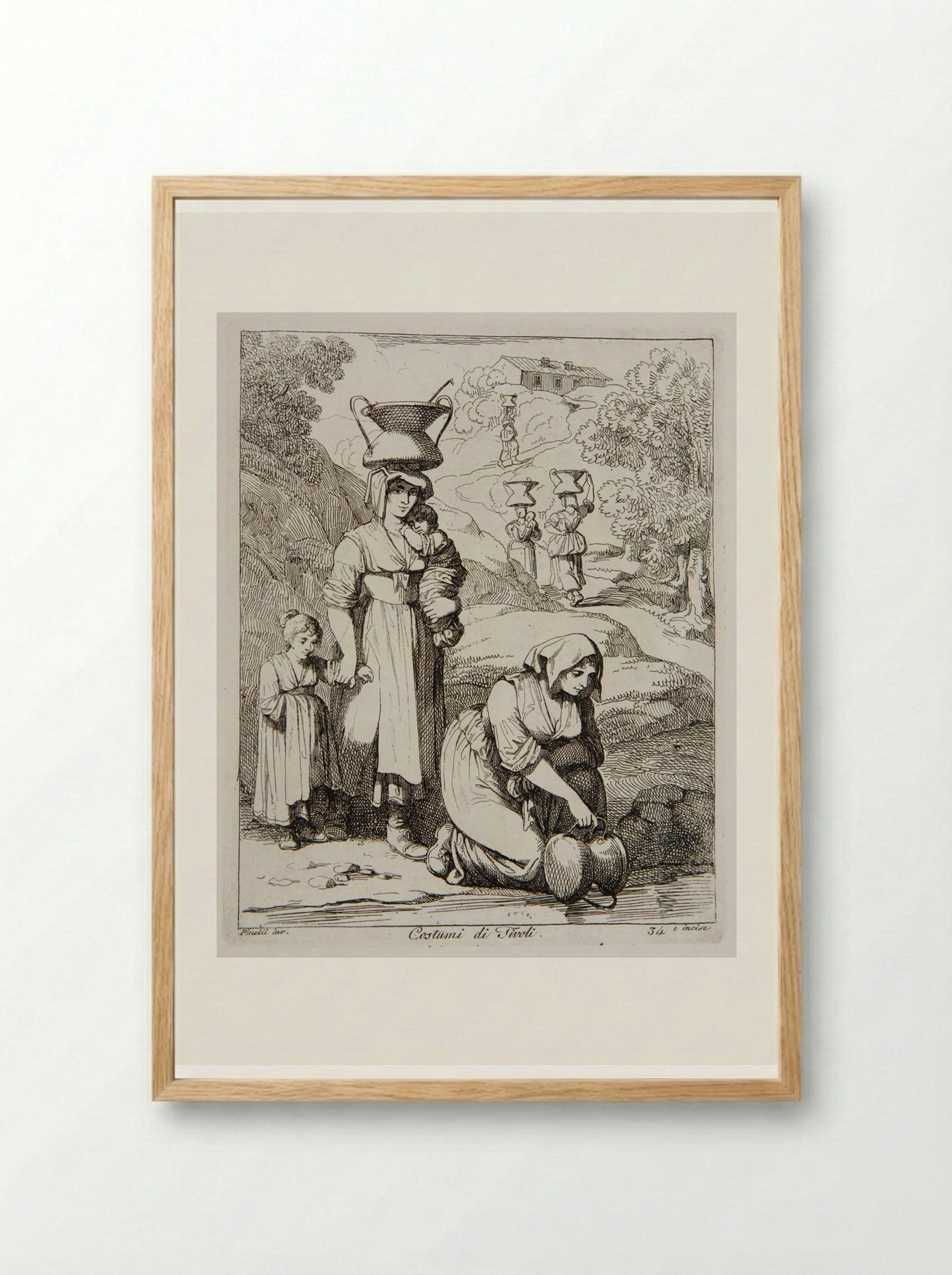 Costumes from Tivoli - Bartolomeo Pinelli - Framed Print Wood