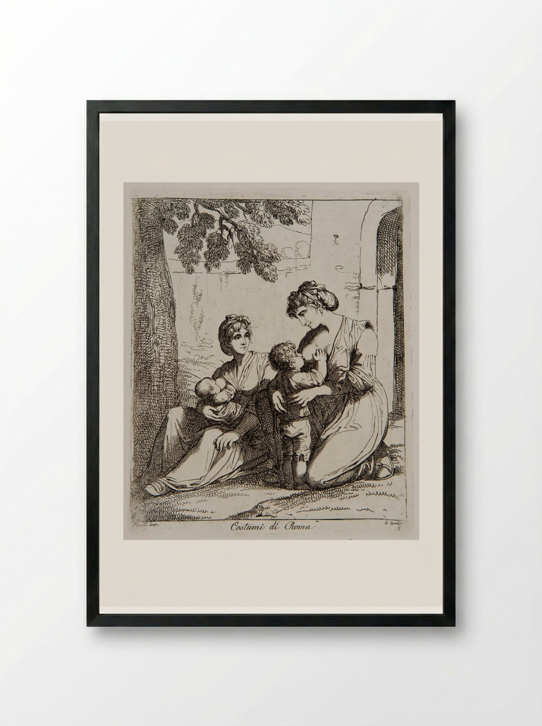 Costumi di Roma - Bartolomeo Pinelli - Framed Print Black