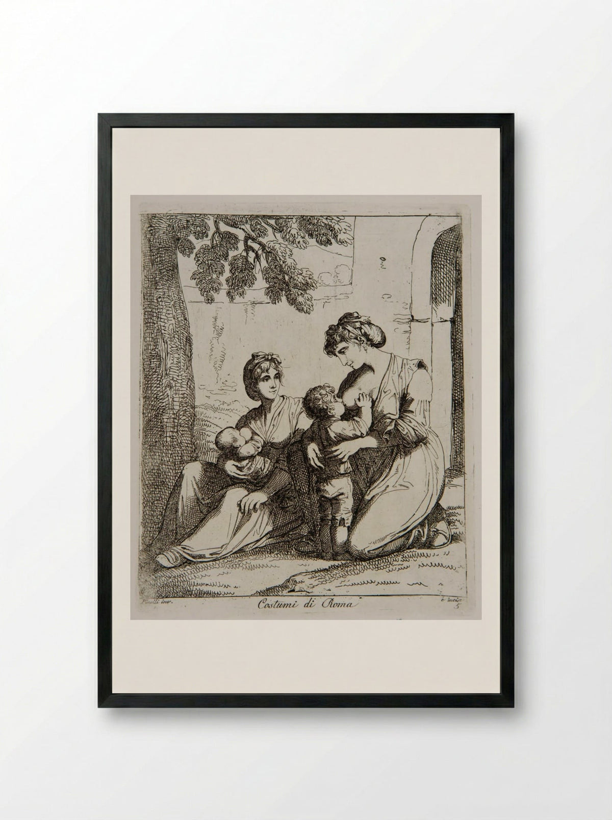 Costumi di Roma - Bartolomeo Pinelli - Framed Print Black