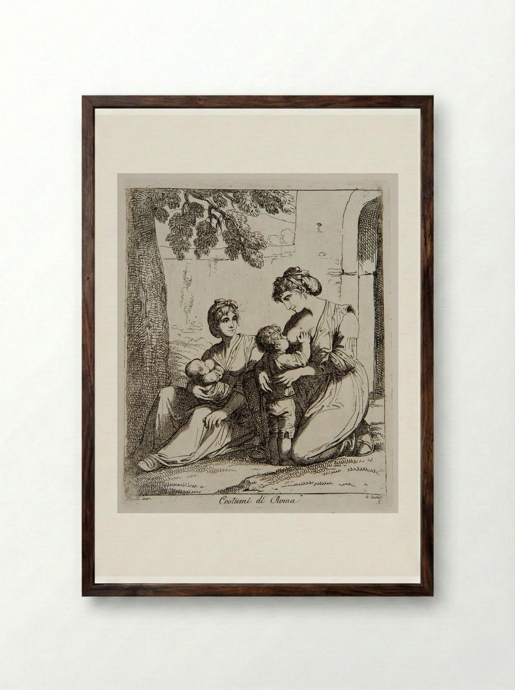 Costumi di Roma - Bartolomeo Pinelli - Framed Print Dark Wood
