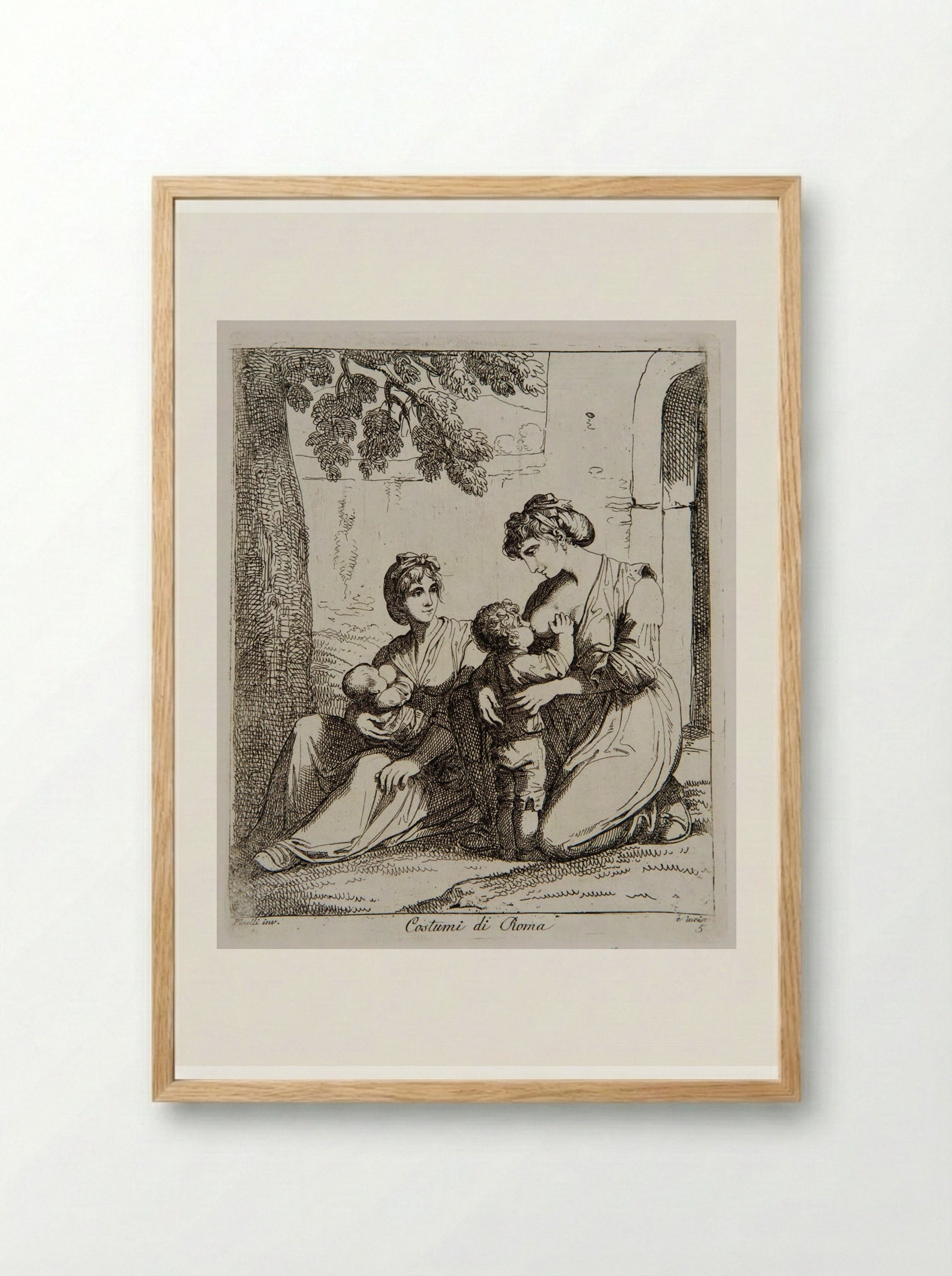 Costumi di Roma - Bartolomeo Pinelli - Framed Print Wood