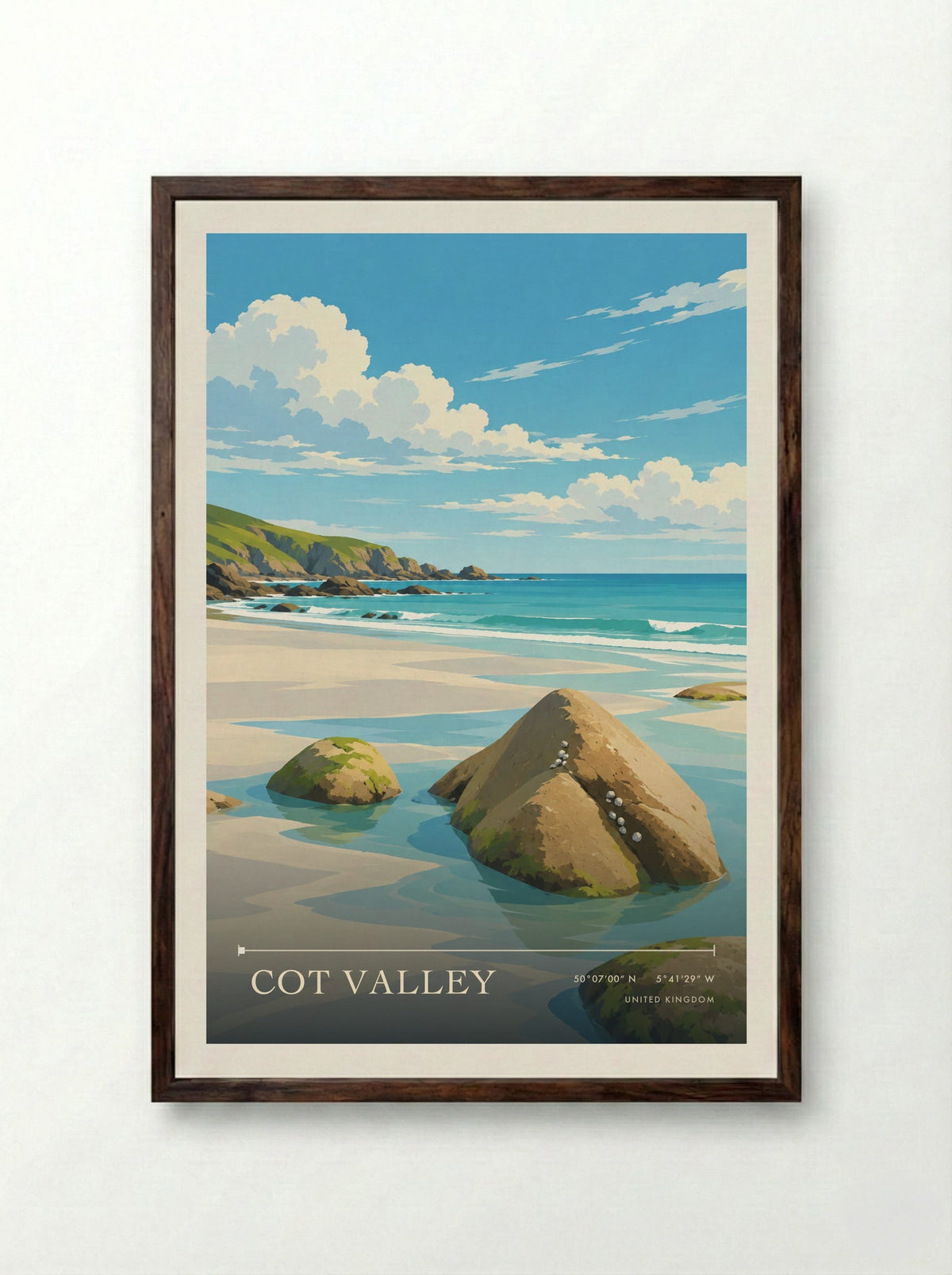 Cot Valley | Travel Poster - Framed Print Dark Wood