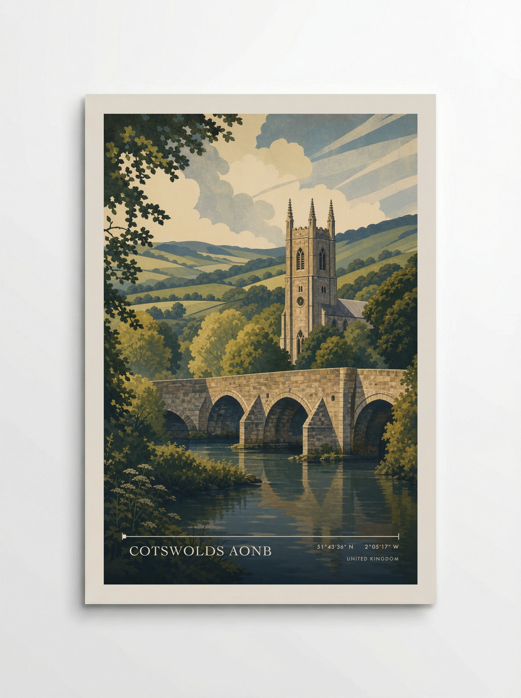 Cotswolds AONB United Kingdom Travel Poster - Poster