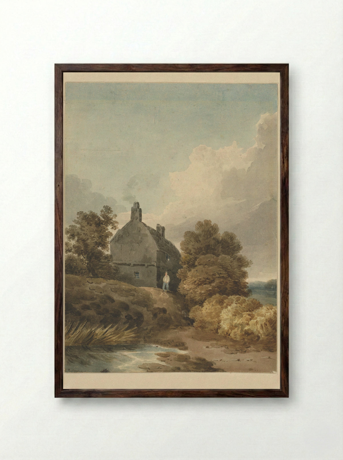 Cottage in Dulwich - J. Hamble - Framed Print Dark Wood
