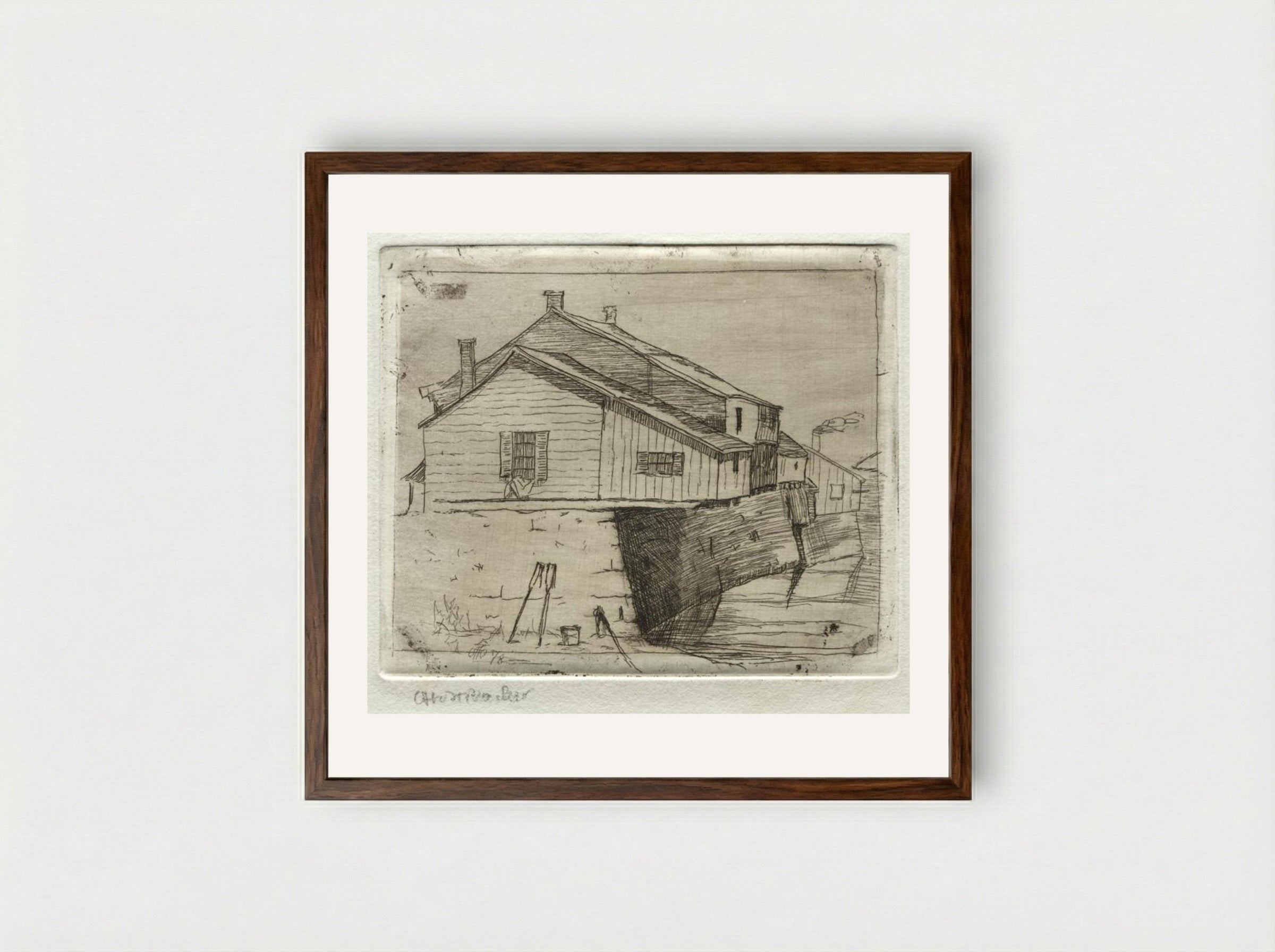Cottages, Cleveland - Otto H. Bacher - Framed Print Dark Wood