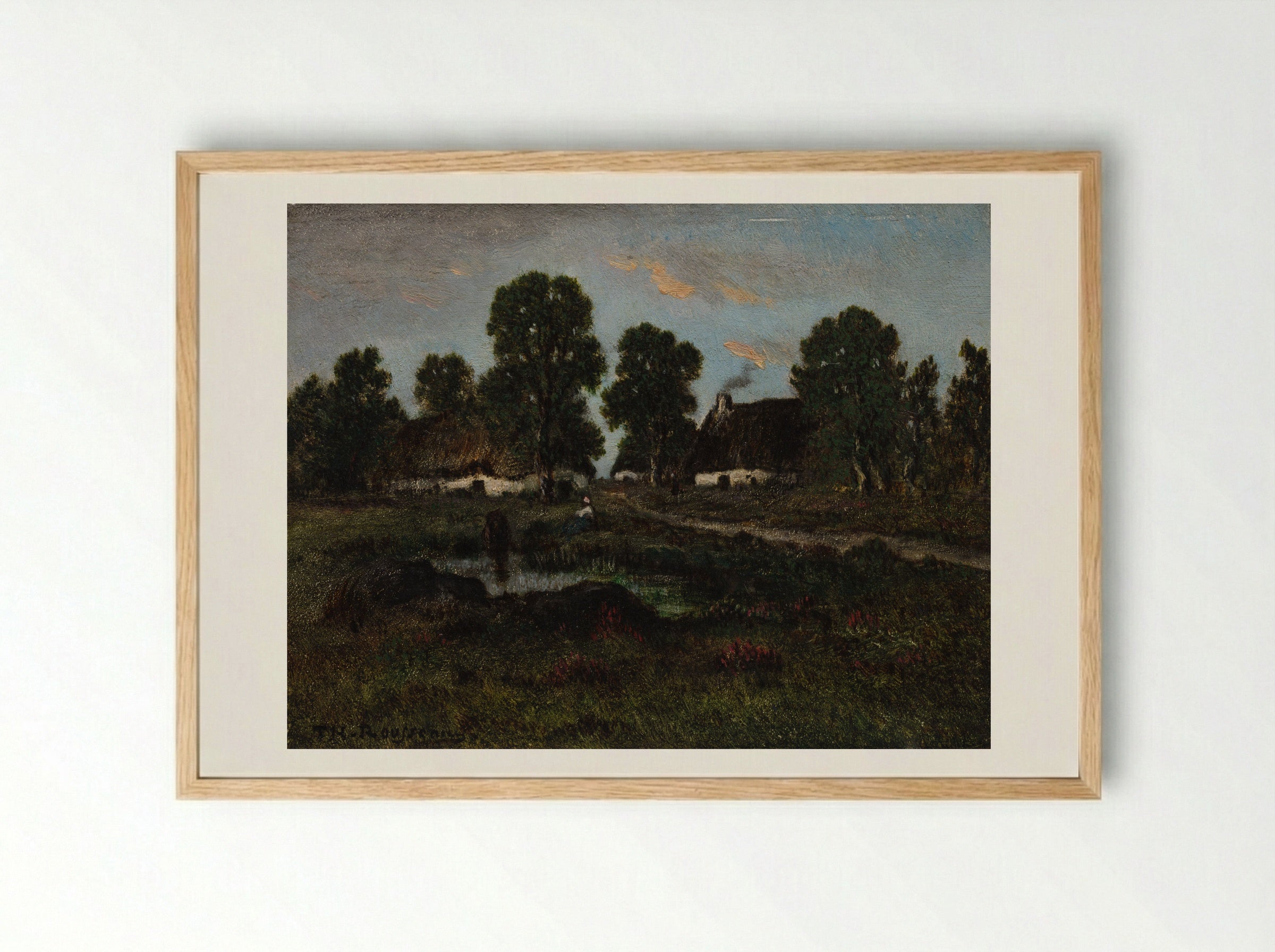 Cottages Near Larchant - Théodore Rousseau - Framed Print Wood