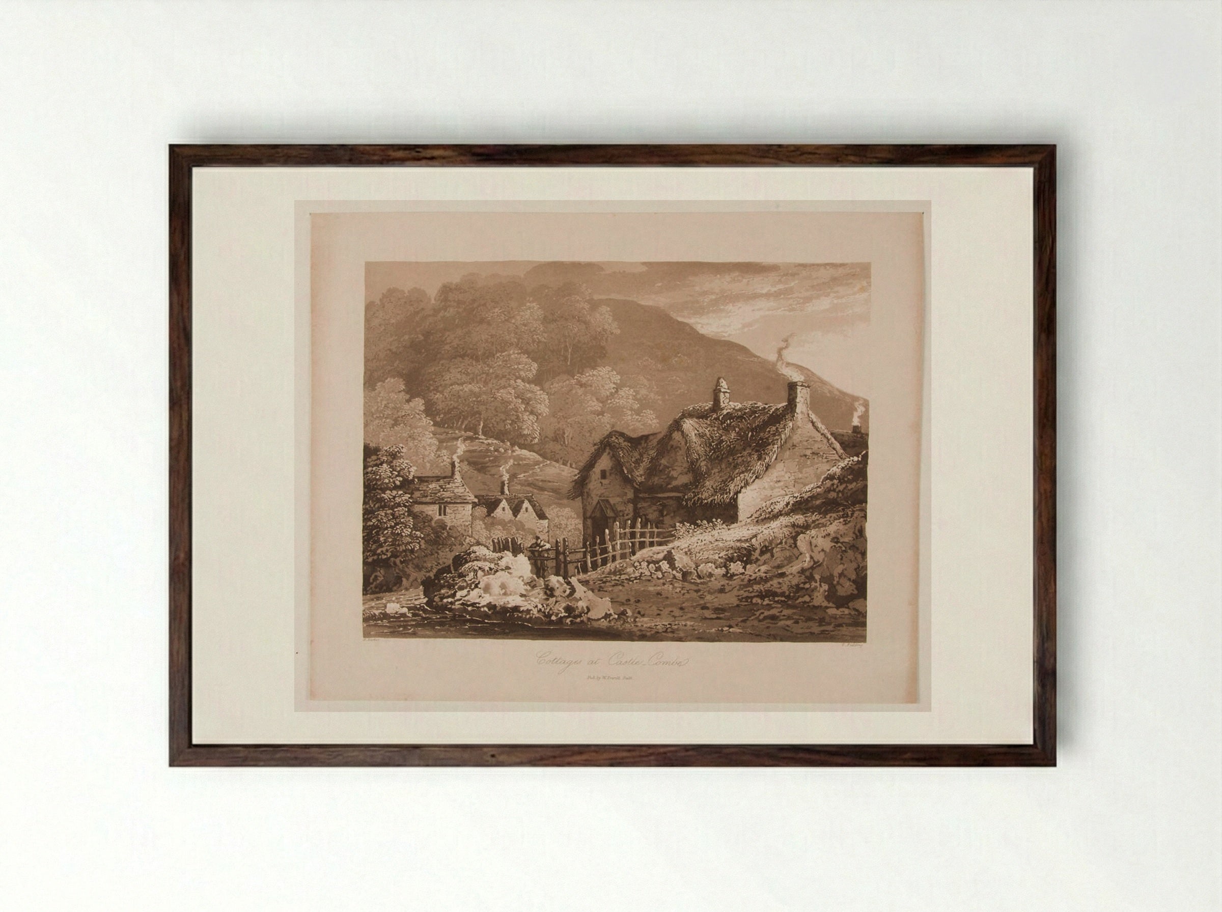 Cottages at Castle-Combe - Thales Fielding - Framed Print Dark Wood
