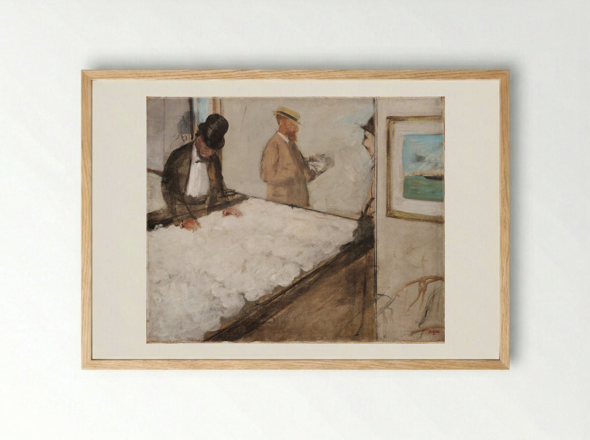 Cotton Merchants in New Orleans - Hilaire-Germain-Edgar Degas - Framed Print Wood