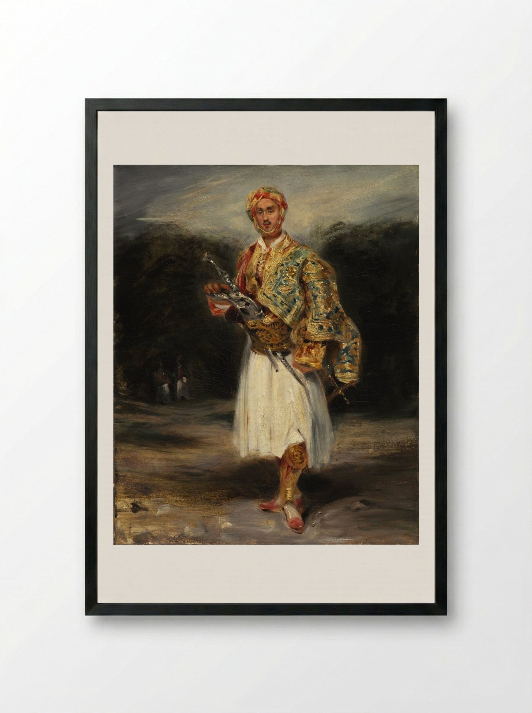 Count Demetrius de Palatiano in Suliot Costume - Eugène Delacroix - Framed Print Black