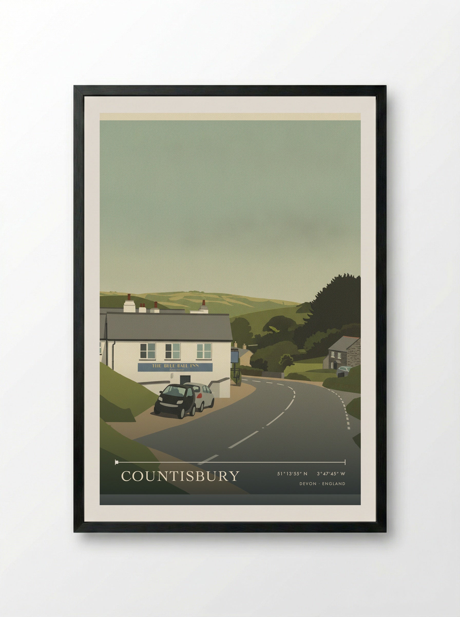 Countisbury Devon England Travel Poster - Framed Print Black