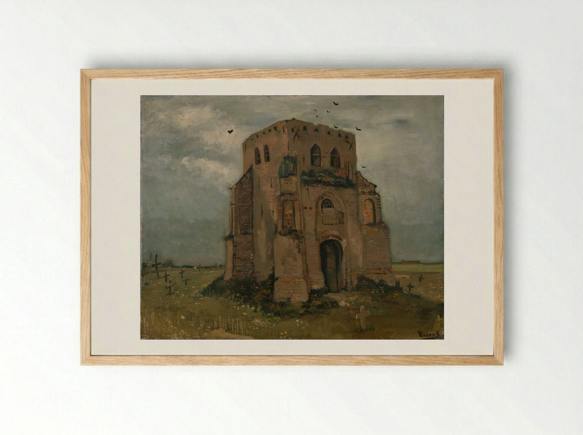 Country Churchyard and Old Church Tower - Vincent van Gogh - Framed Print Wood