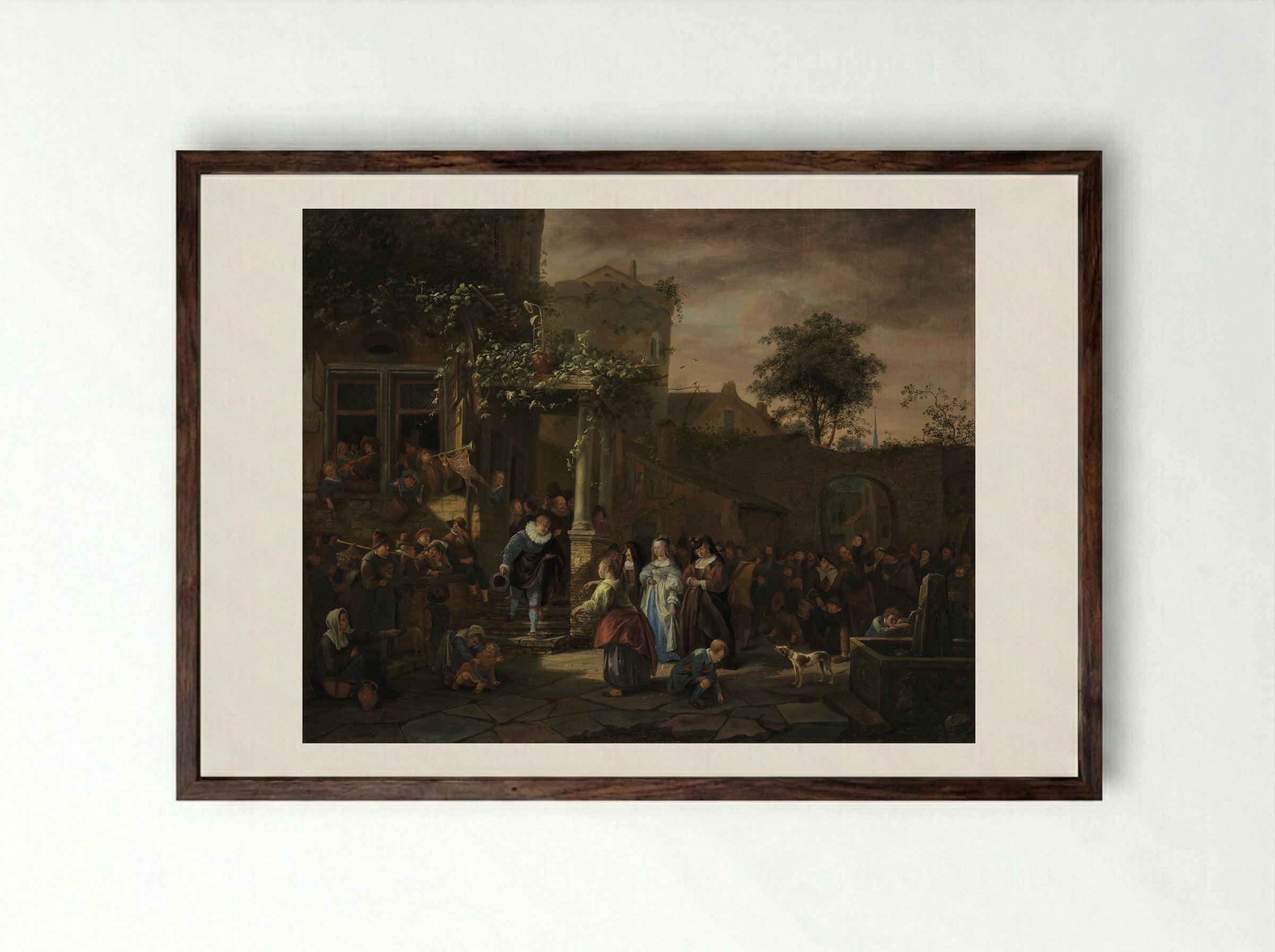 Country Wedding - Jan Steen - Framed Print Dark Wood