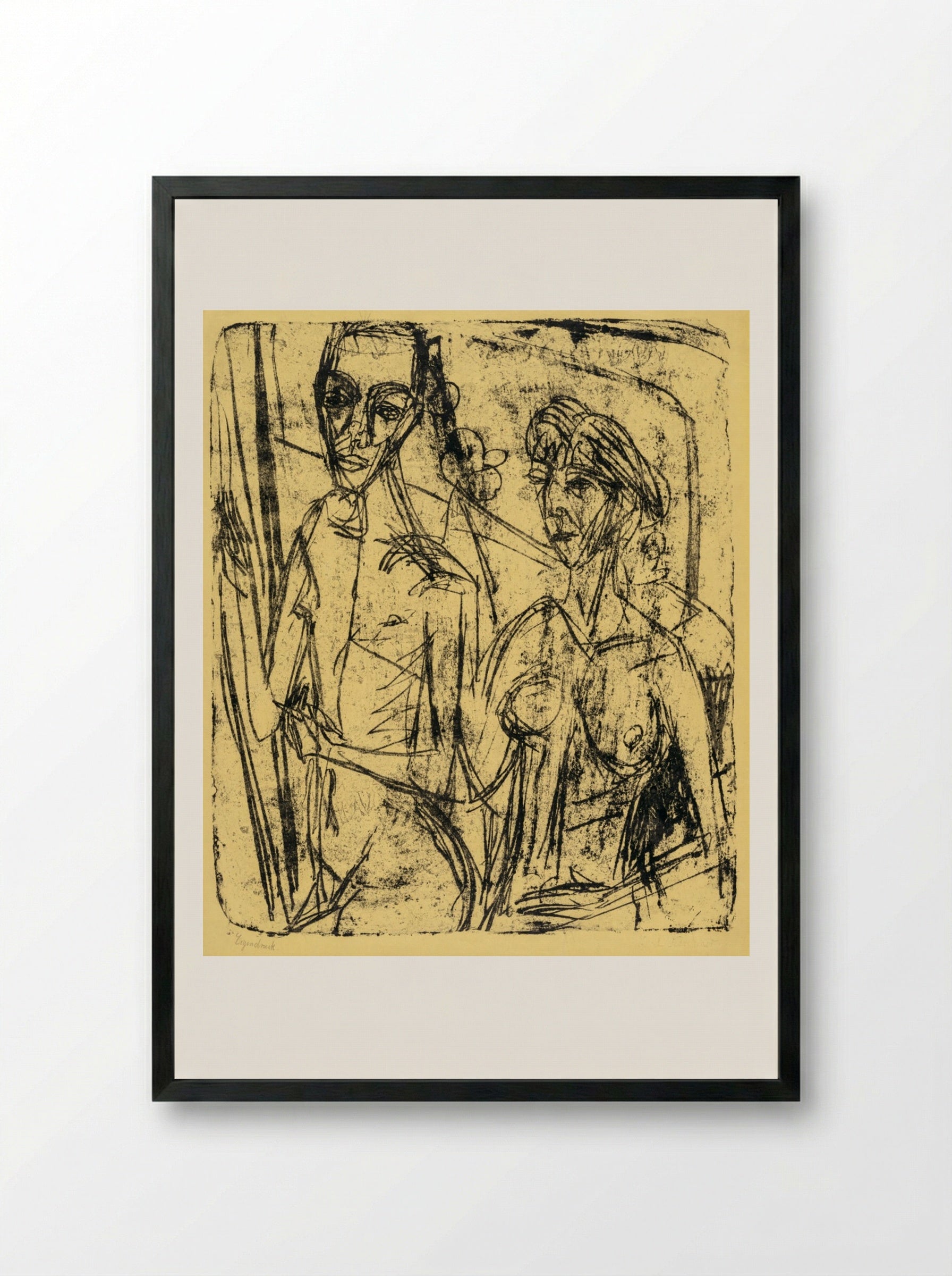 Couple in Room, Nude Man with Woman - Ernst Ludwig Kirchner - Framed Print Black