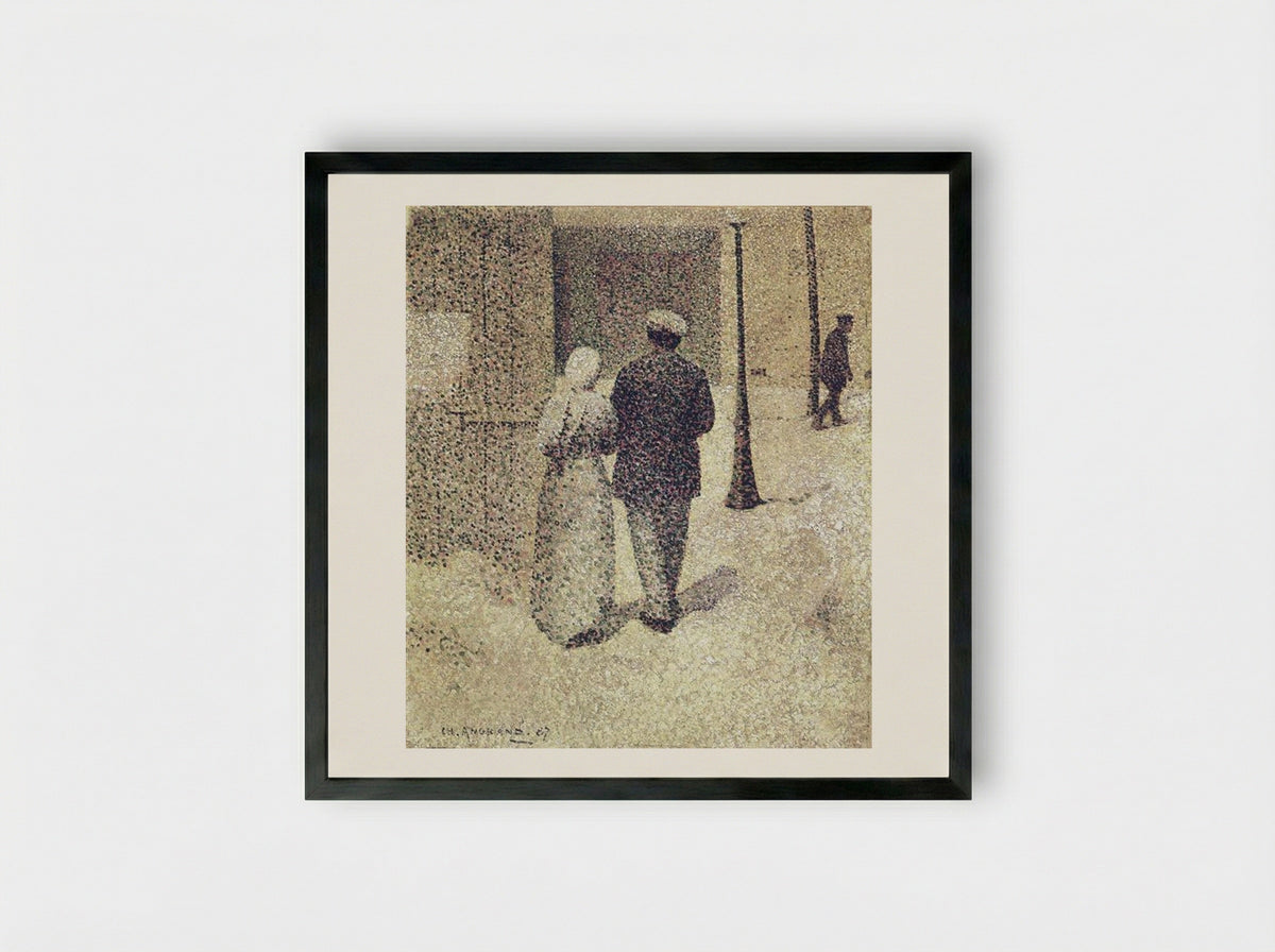 Couple in the Street - Charles Angrand - Framed Print Black