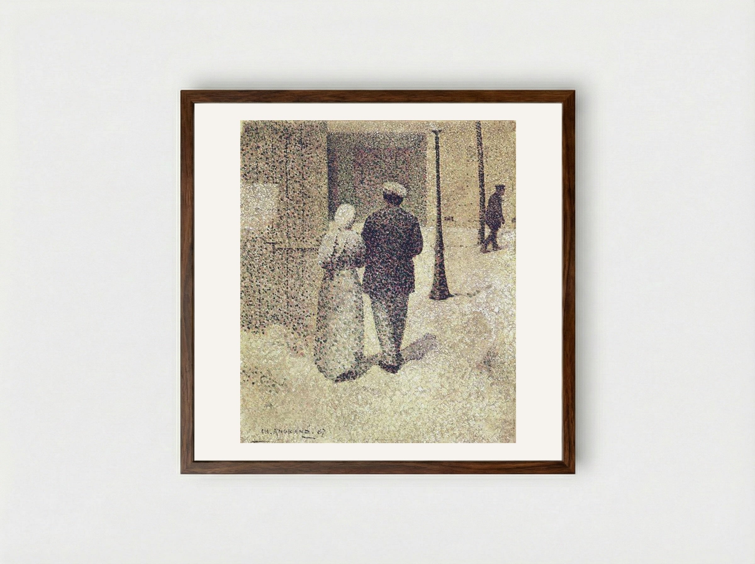 Couple in the Street - Charles Angrand - Framed Print Dark Wood