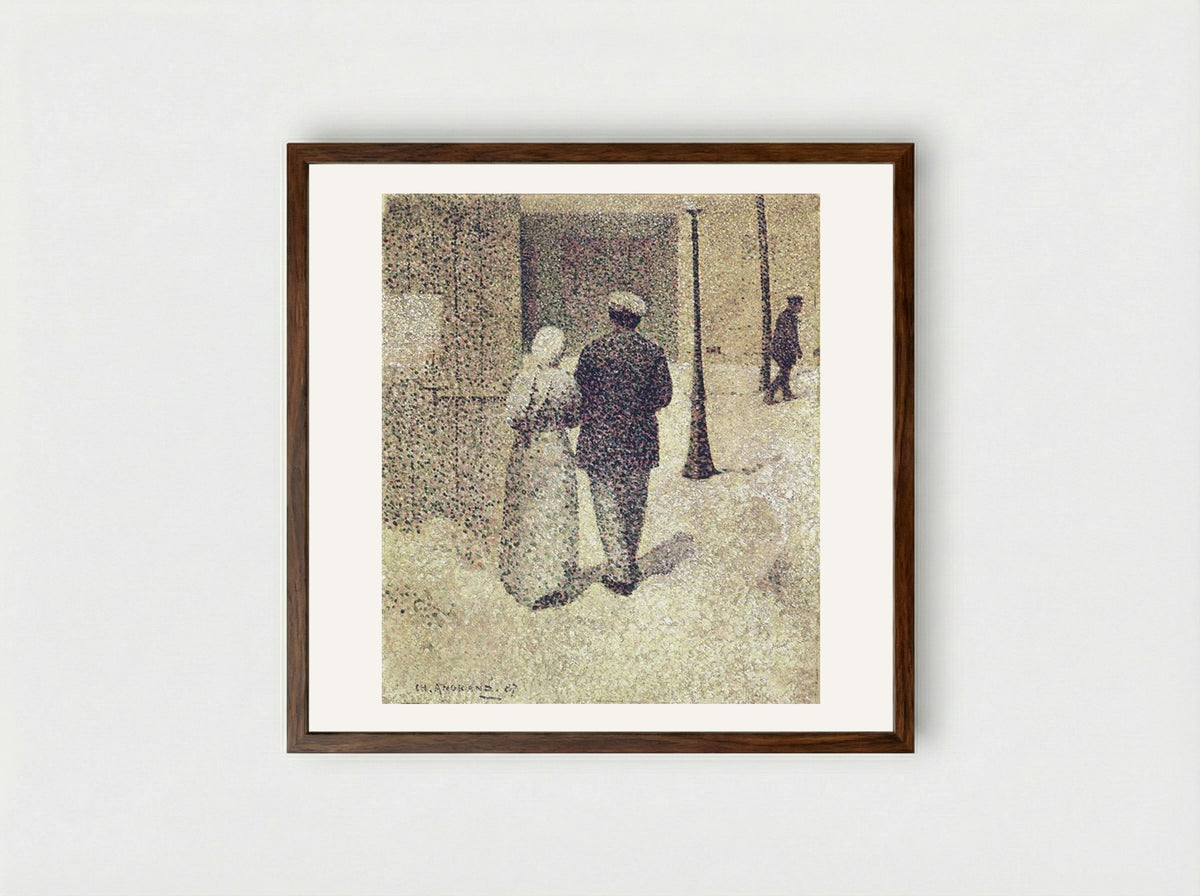 Couple in the Street - Charles Angrand - Framed Print Dark Wood
