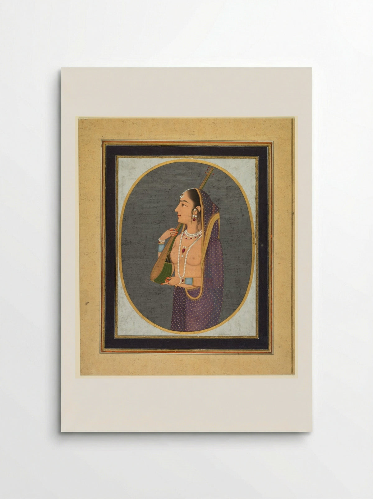 Court lady singing and playing the vina - Muhammad Rizavi Hindi - Poster