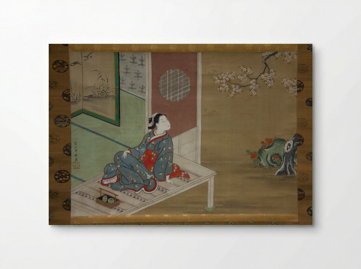 Courtesan Resting on the Veranda - Furuyama Moromasa - Poster