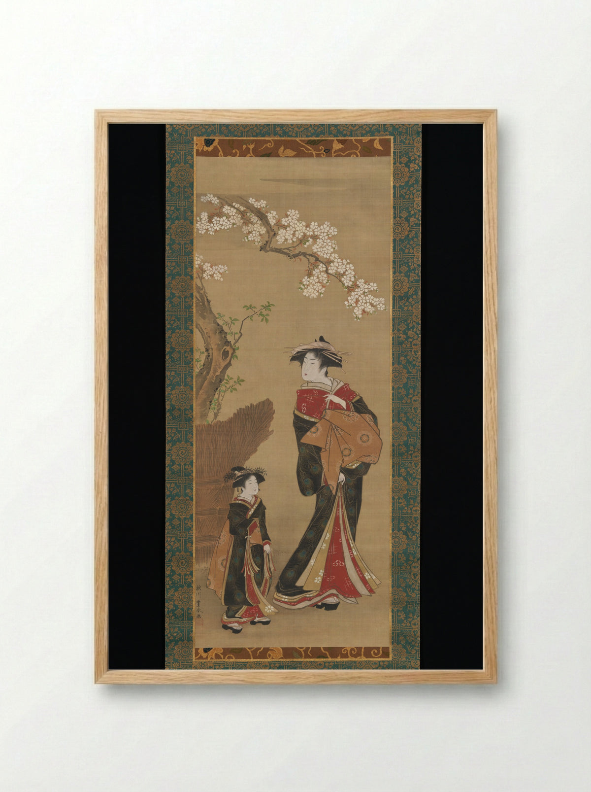 Courtesan and Attendant - Utagawa Toyoharu - Framed Print Wood