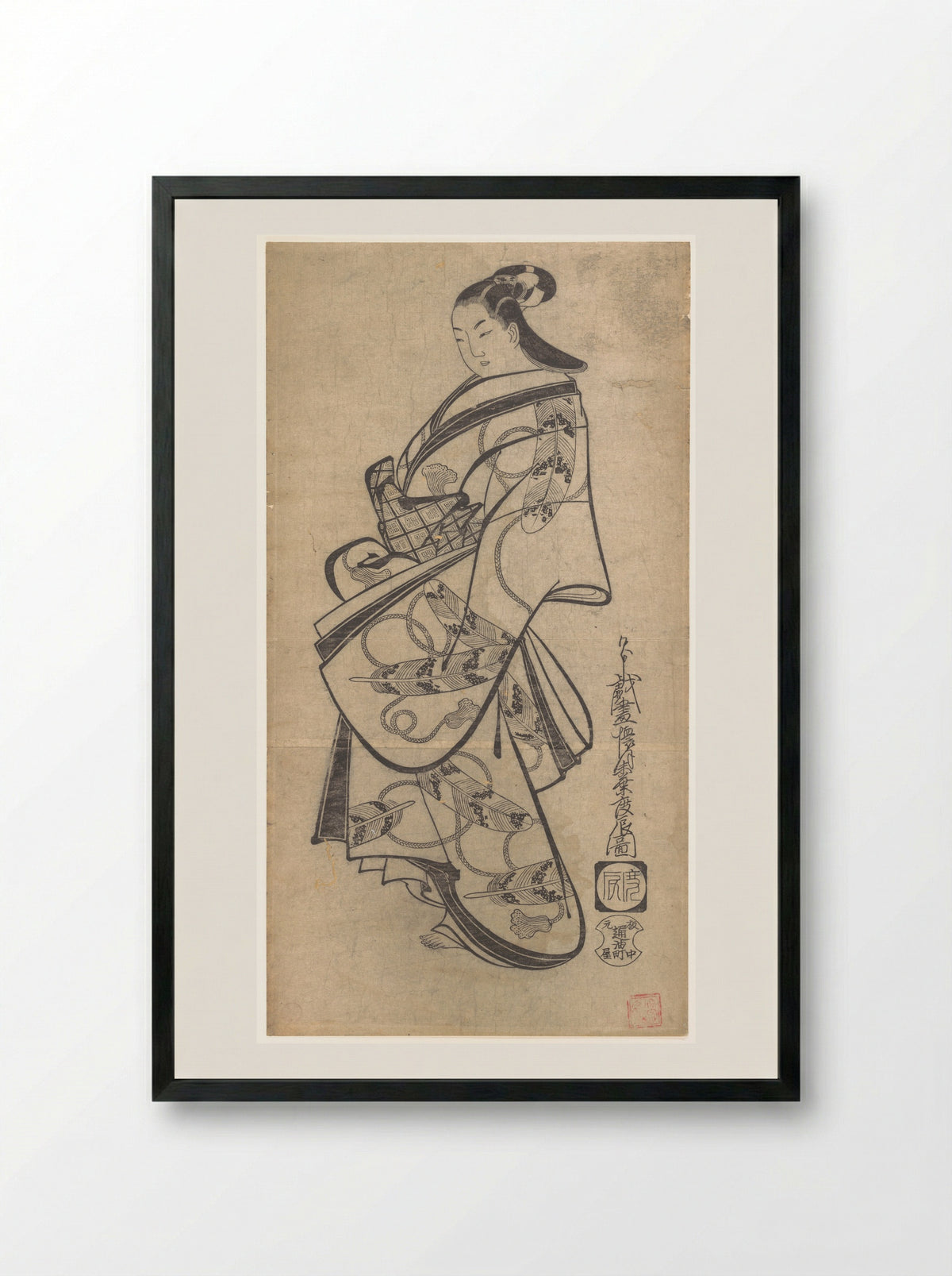 Courtesan for the Ninth Month - Kaigetsudō Doshin - Framed Print Black