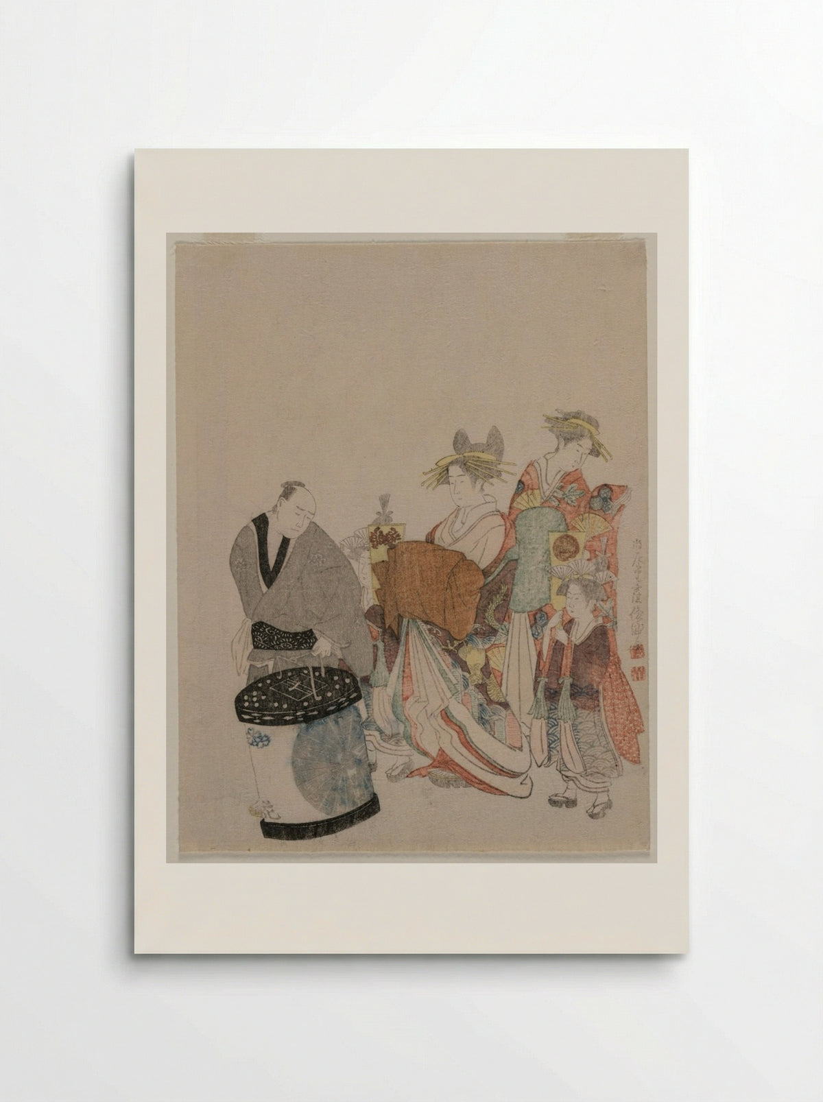 Courtesan on the Town with Attendants at Night - Kubo Shunman - Poster