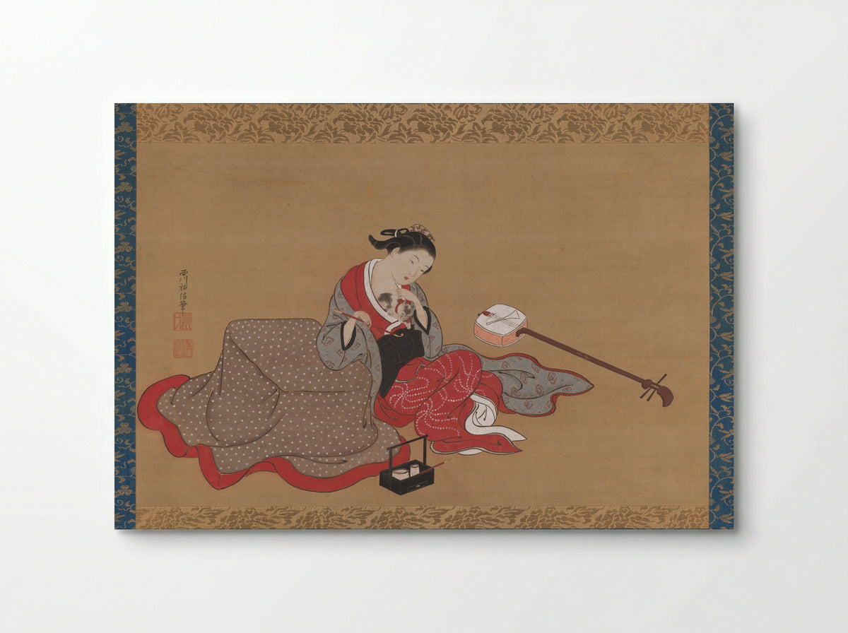 Courtesan with a Kitten - Nishikawa Sukenobu - Poster