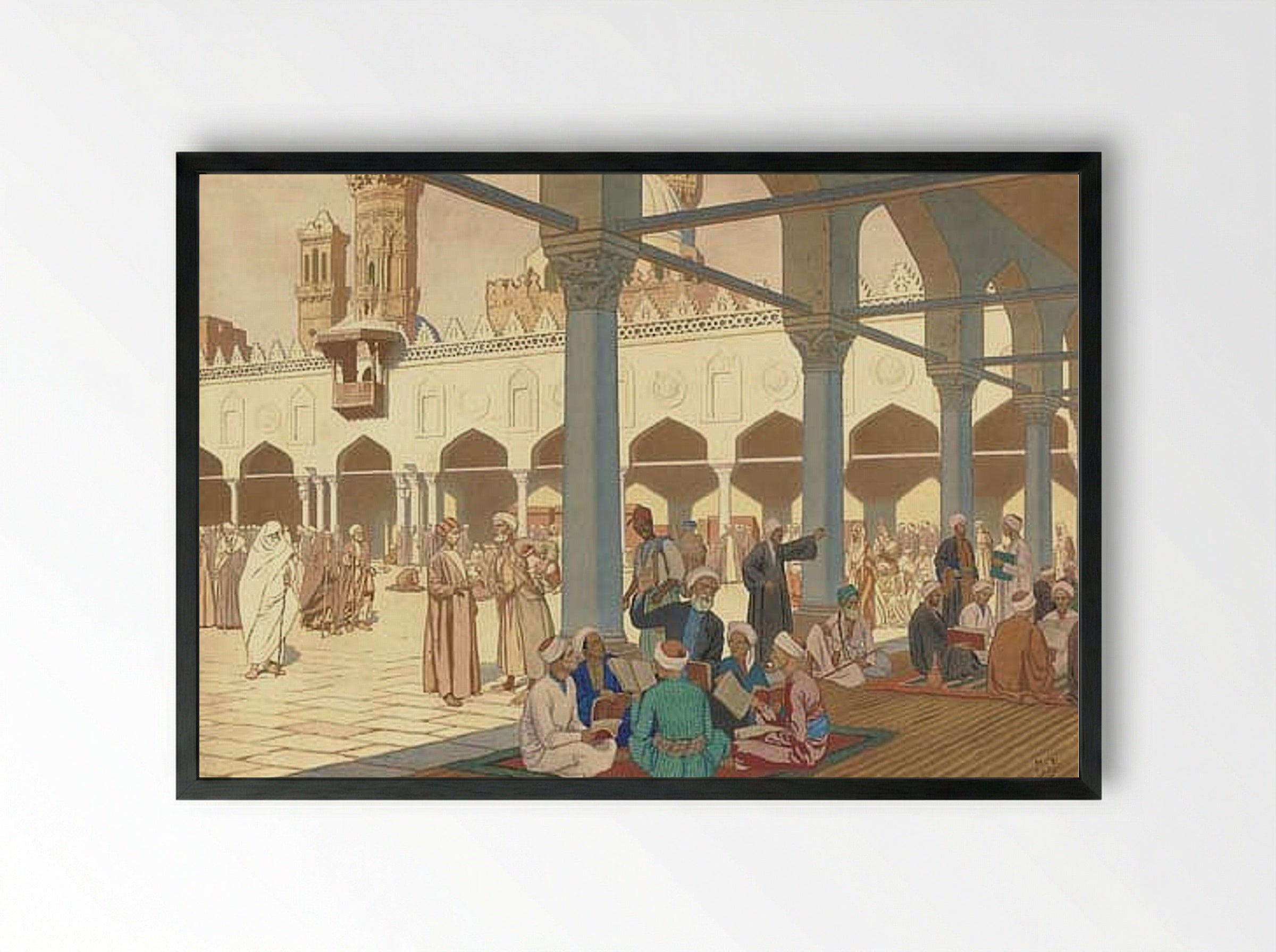 Courtyard of Al-Azhar Mosque and University Complex in Cairo - Ivan Bilibin - Framed Print Black