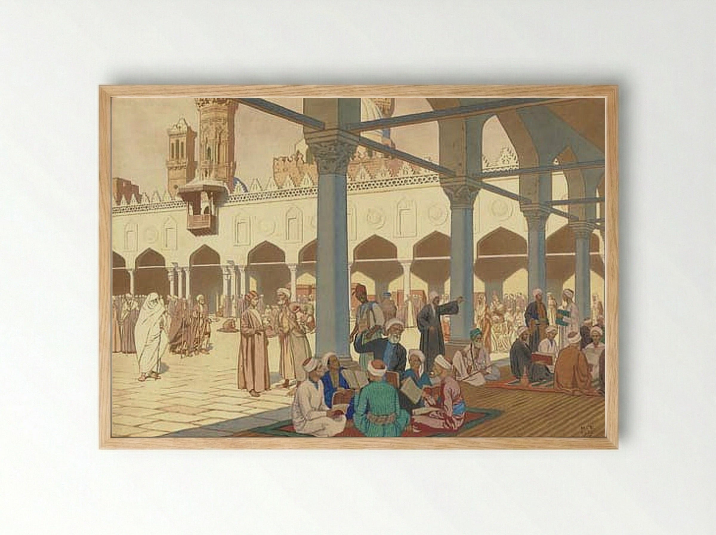 Courtyard of Al-Azhar Mosque and University Complex in Cairo - Ivan Bilibin - Framed Print Wood