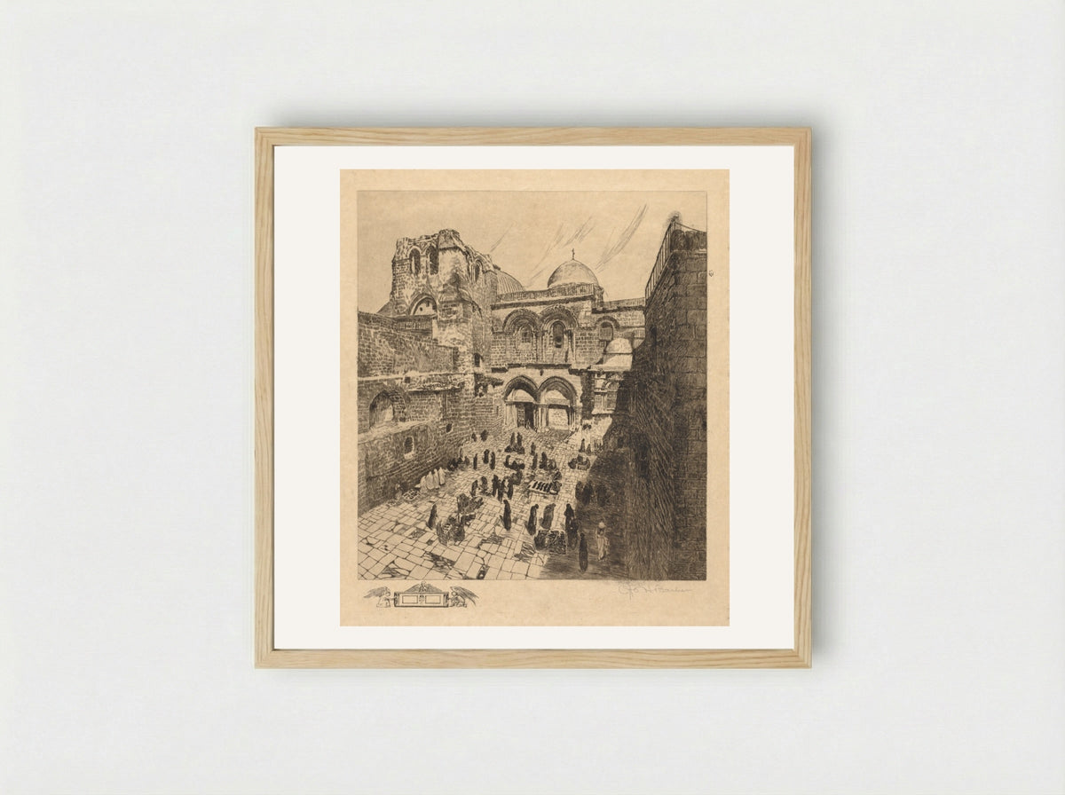 Courtyard of the Church of the Holy Sepulchre - Otto H. Bacher - Framed Print Wood