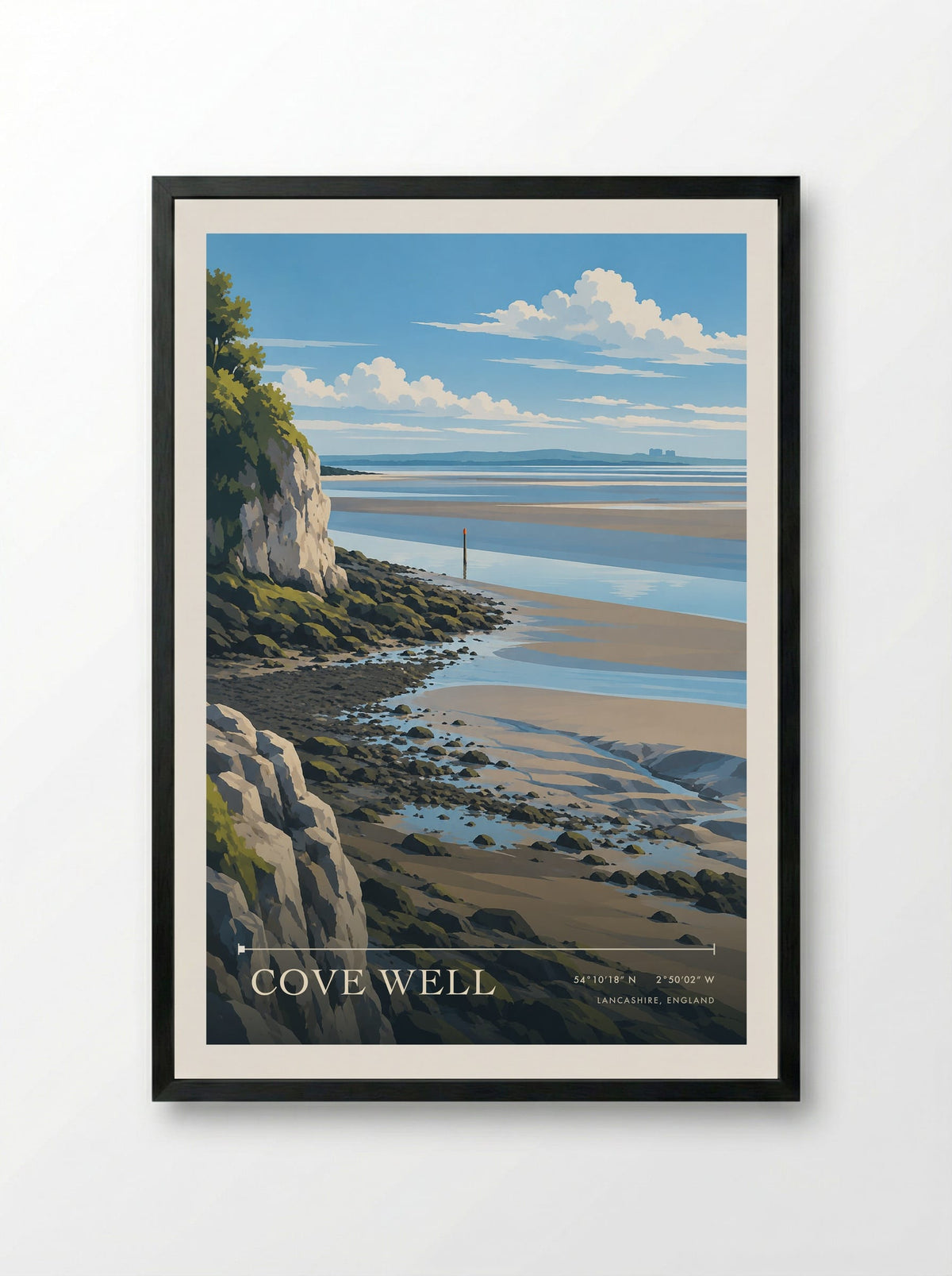 Cove Well, Lancashire, England | Travel Poster - Framed Print Black