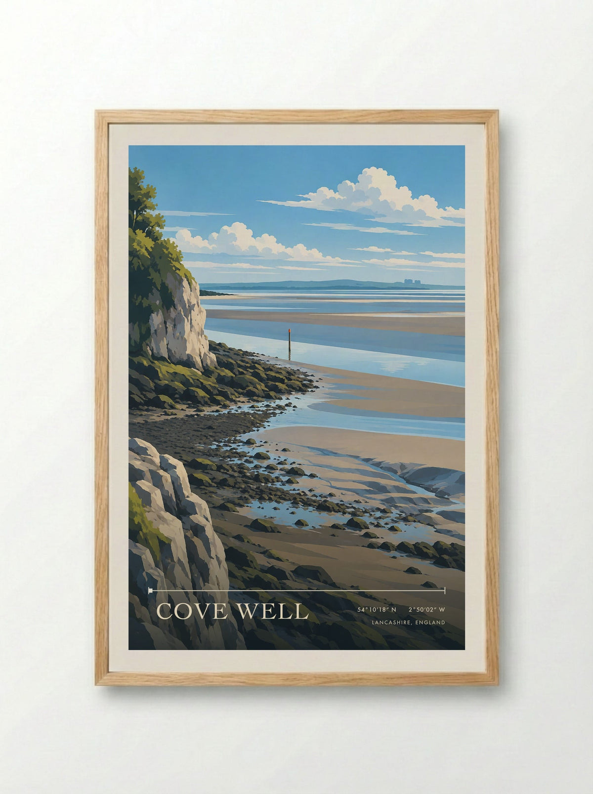Cove Well, Lancashire, England | Travel Poster - Framed Print Wood