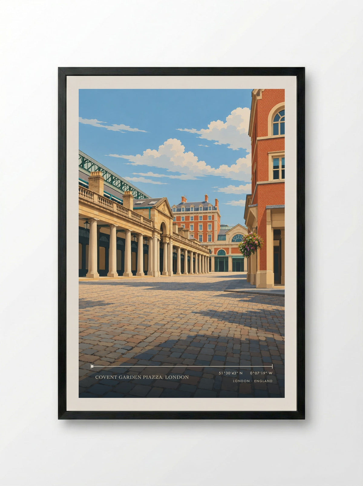 Covent Garden Piazza, London | Travel Poster - Framed Print Black