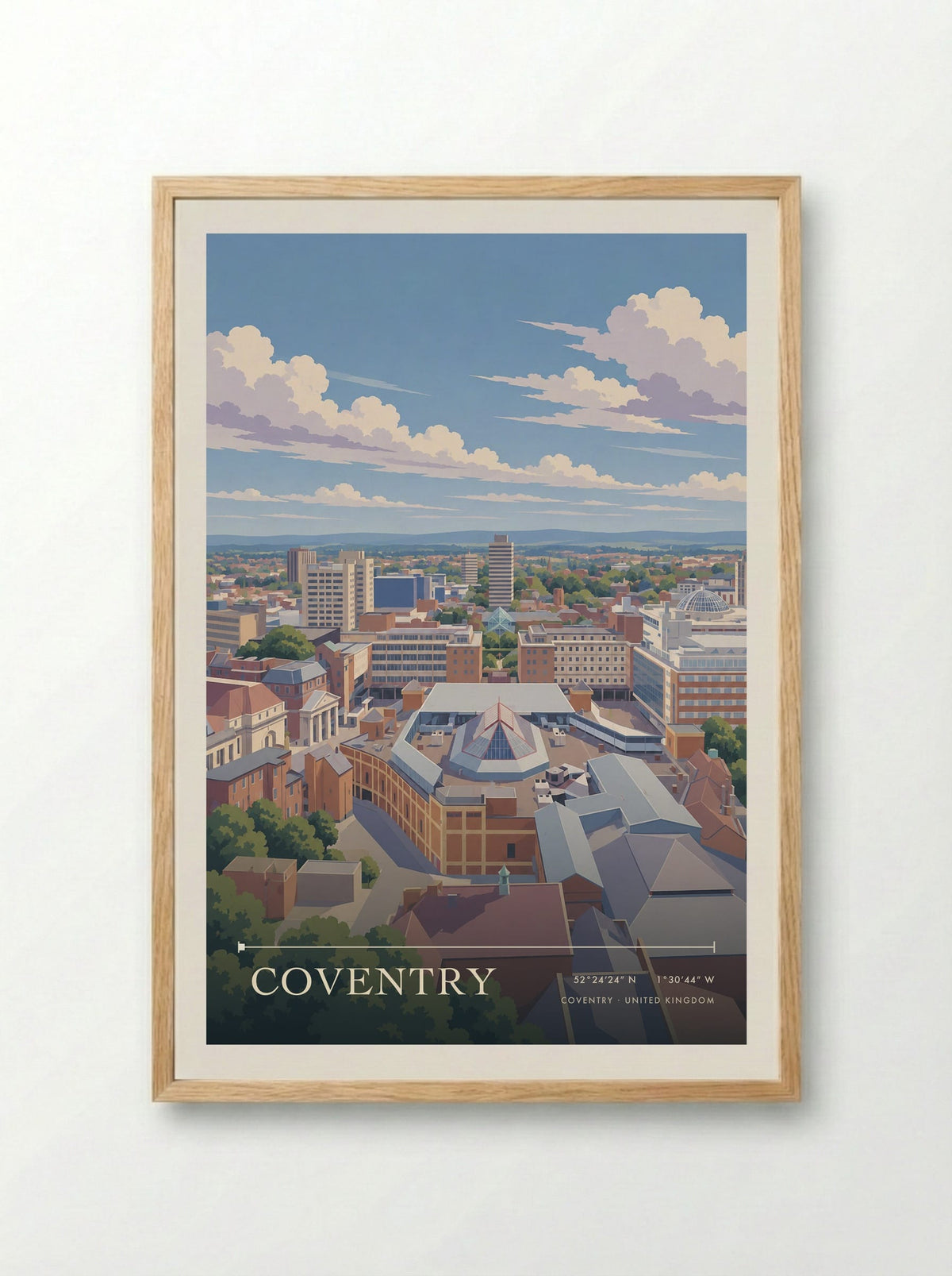Coventry | Travel Poster - Framed Print Wood