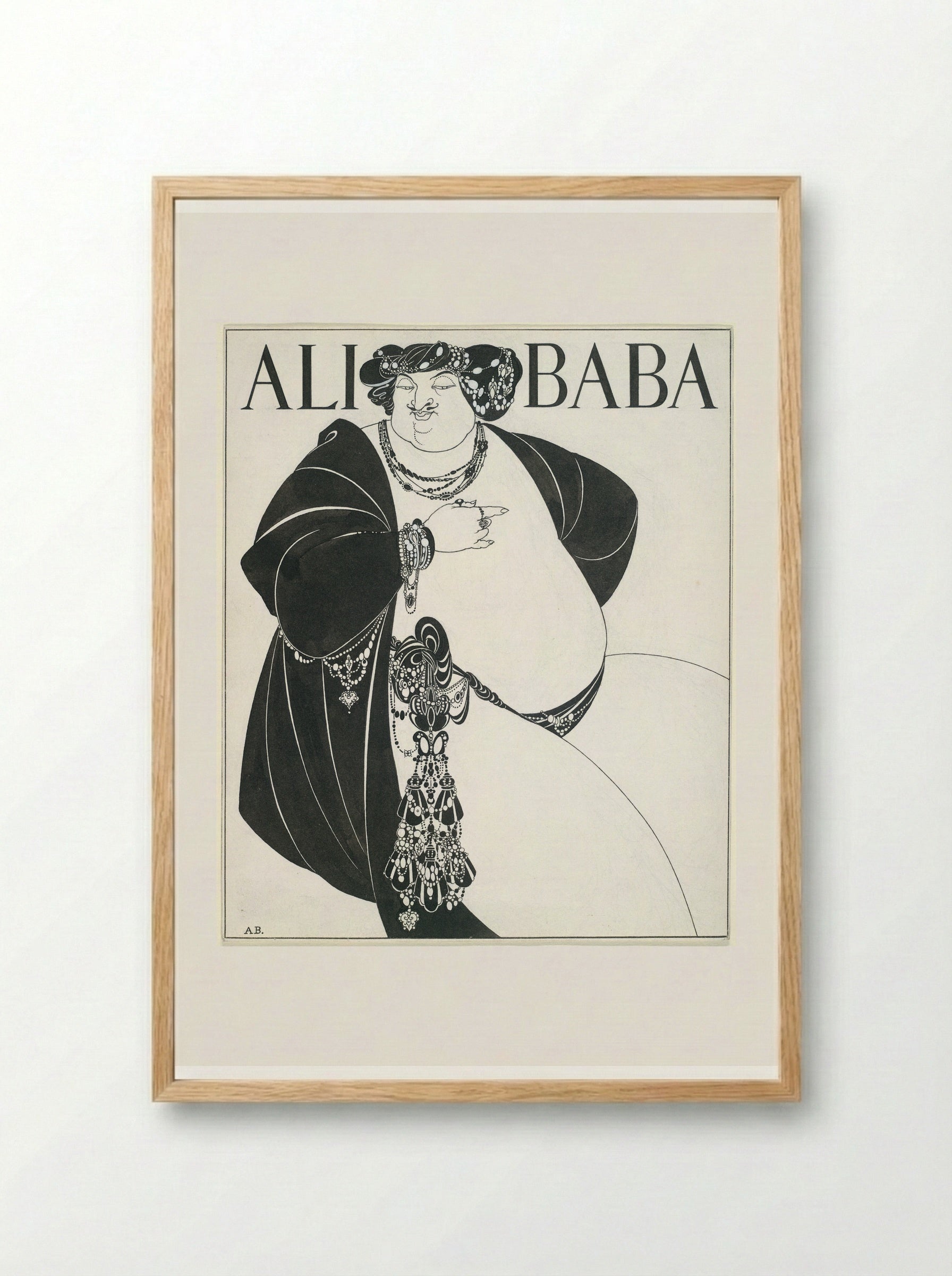 Cover Design for Ali Baba - Aubrey Vincent Beardsley - Framed Print Wood