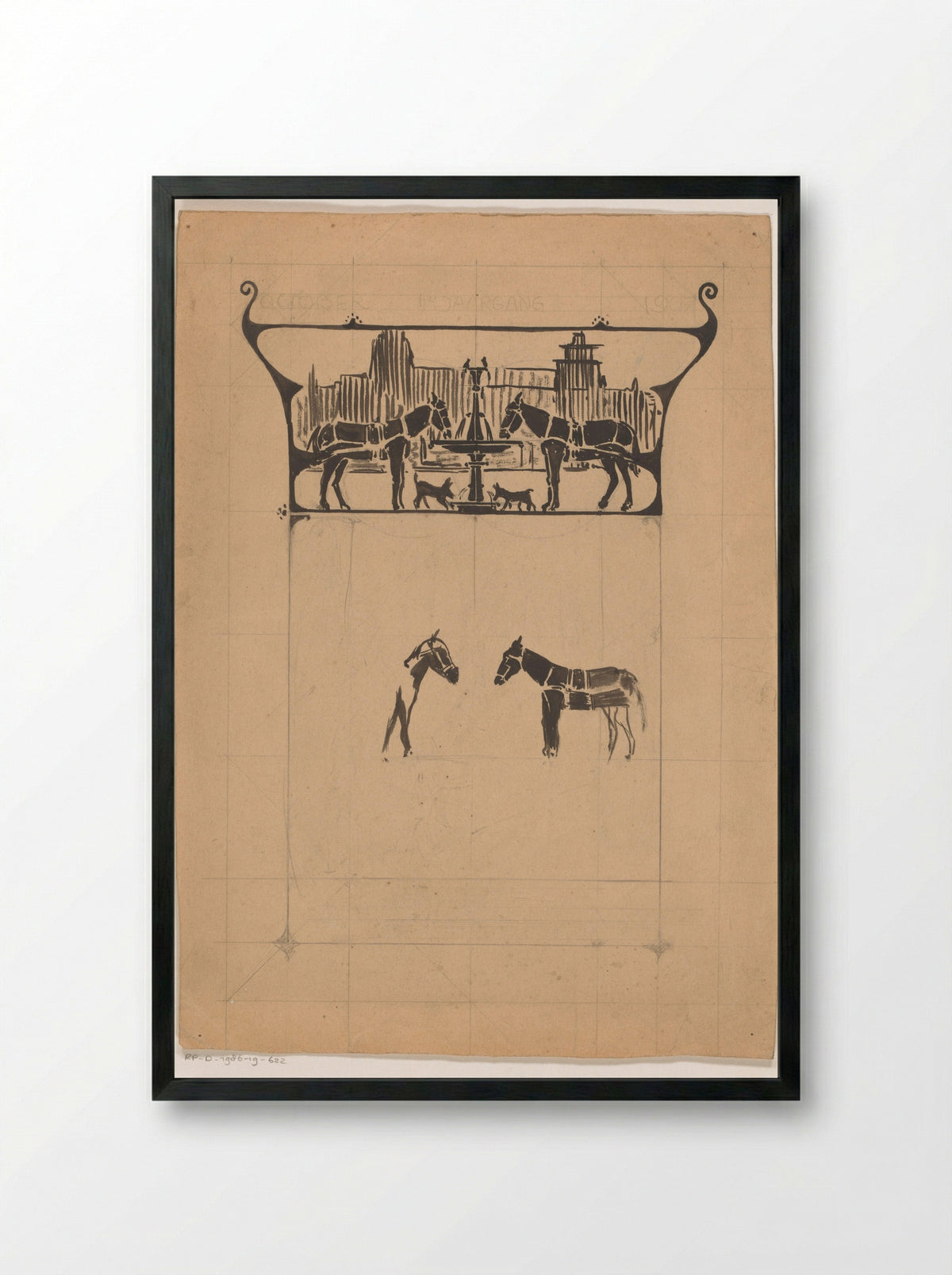 Cover Design for De dierenvriend - Reinier Willem Petrus de Vries - Framed Print Black