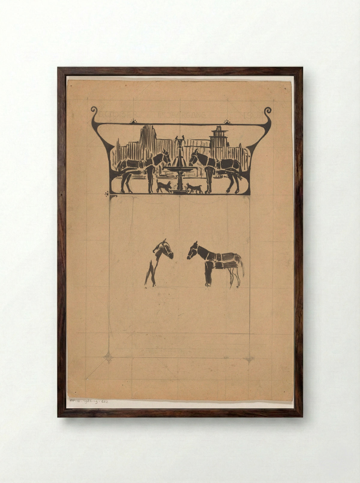 Cover Design for De dierenvriend - Reinier Willem Petrus de Vries - Framed Print Dark Wood