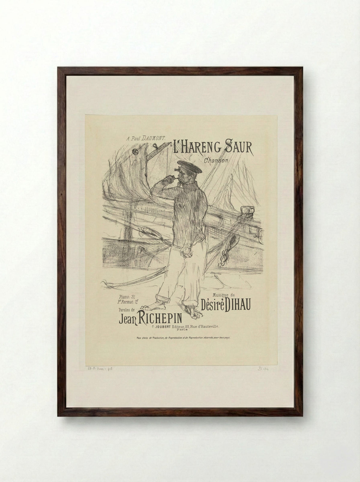 Cover for the song L'Hareng saur - H. Lefèbvre - Framed Print Dark Wood