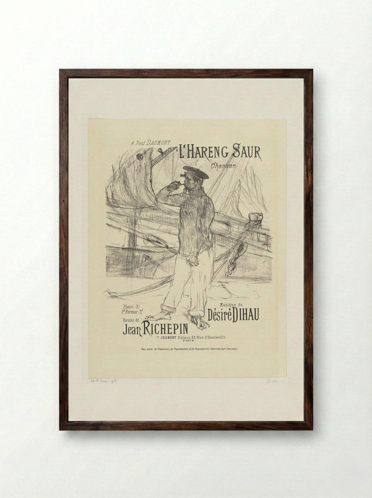 Cover for the song L'Hareng saur - H. Lefèbvre - Framed Print Dark Wood