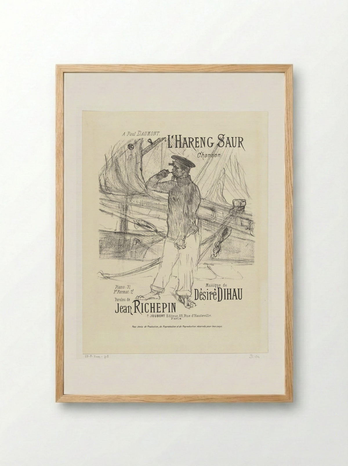 Cover for the song L'Hareng saur - H. Lefèbvre - Framed Print Wood