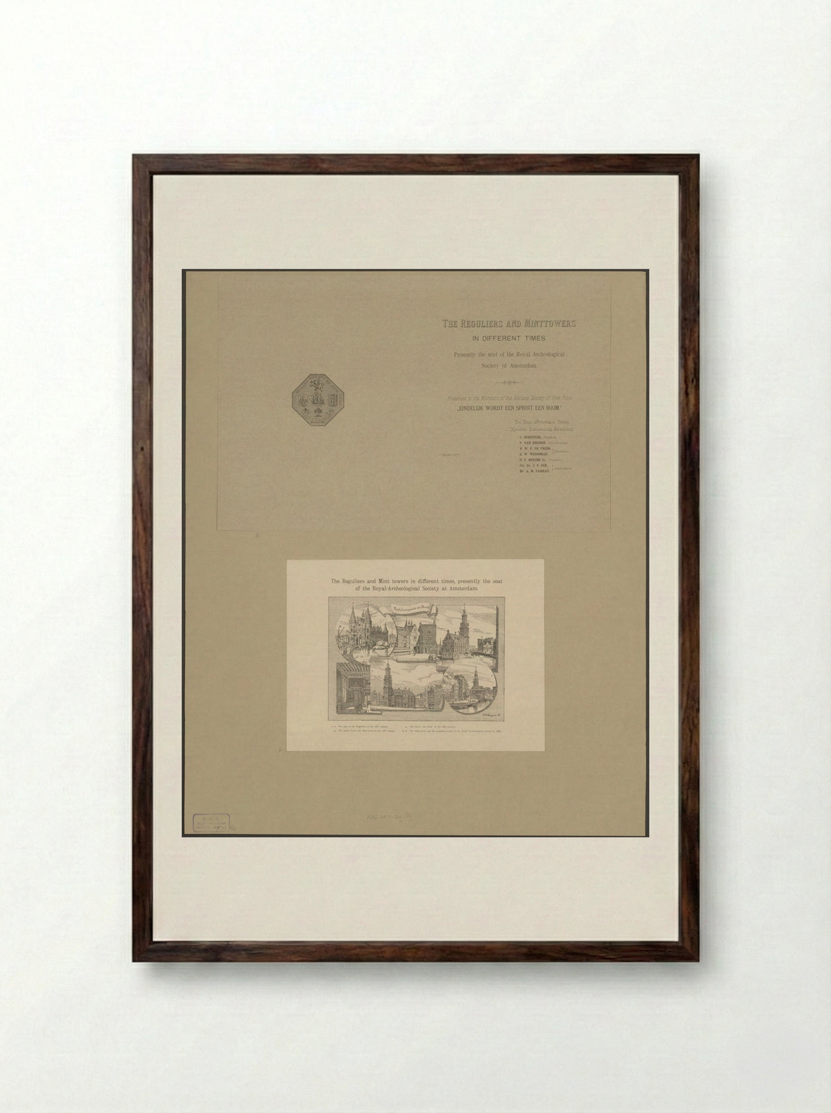 Cover with Coat of Arms of The Holland Society of New York - Anonymous - Framed Print Dark Wood