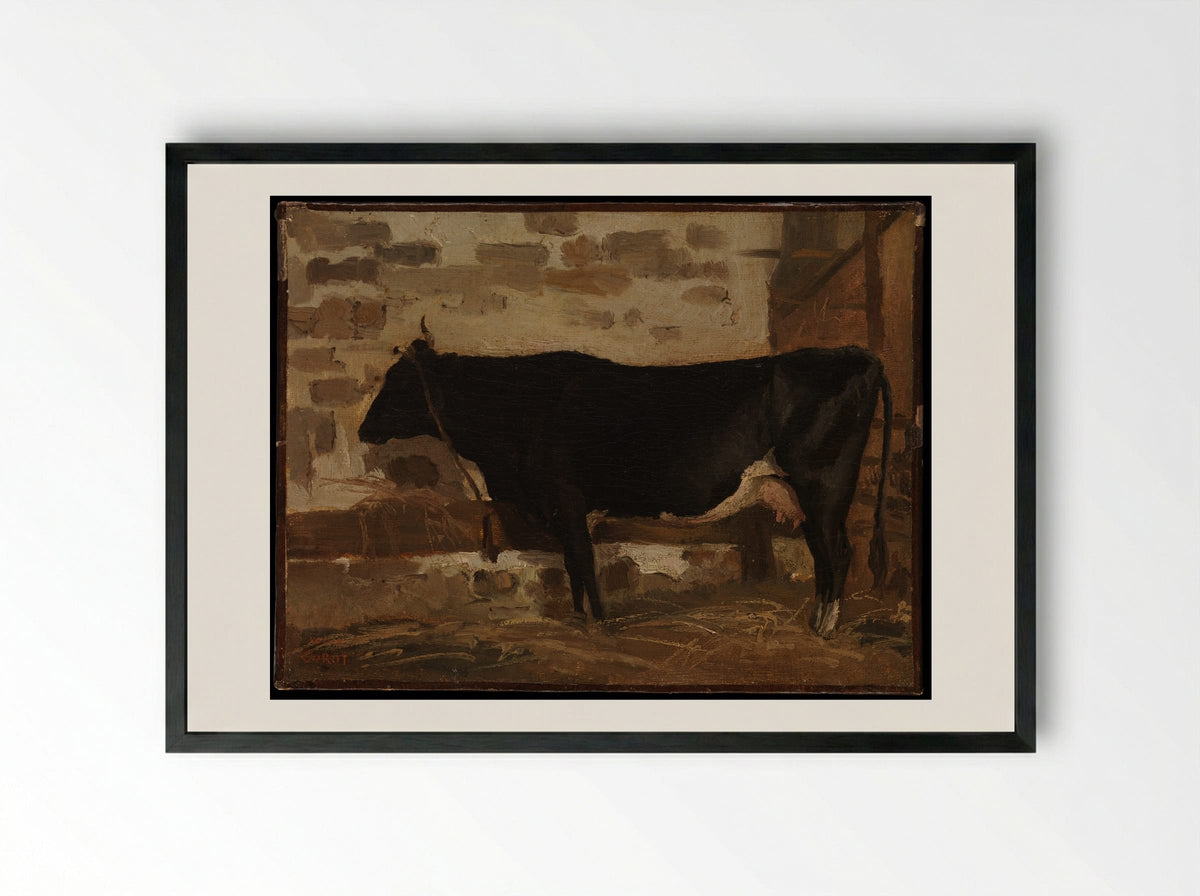 Cow in a Barn - Camille Corot - Framed Print Black
