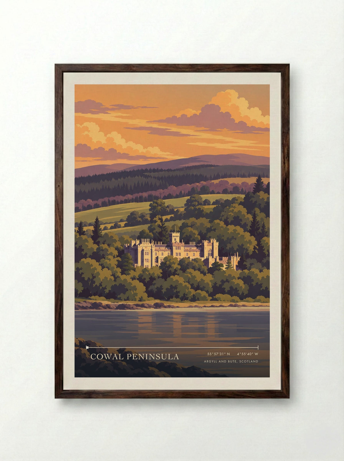 Cowal Peninsula, Argyll and Bute, Scotland | Travel Poster - Framed Print Dark Wood