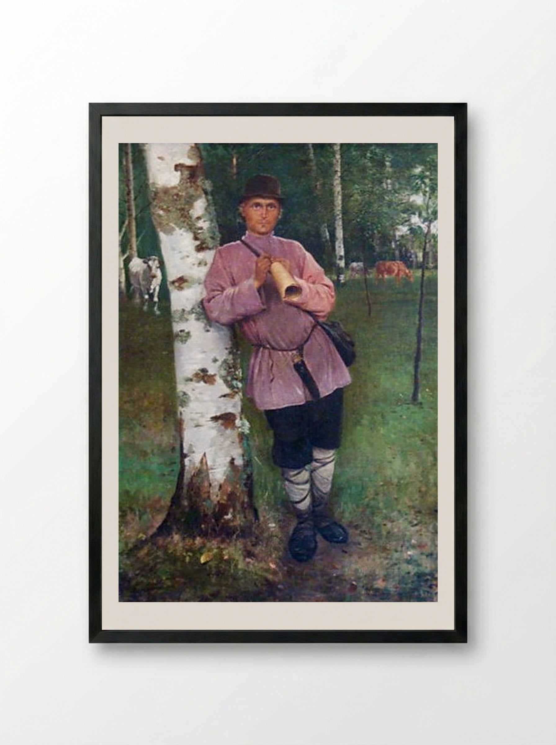 Cowboy - Nikolay Bogdanov-Belsky - Framed Print Black