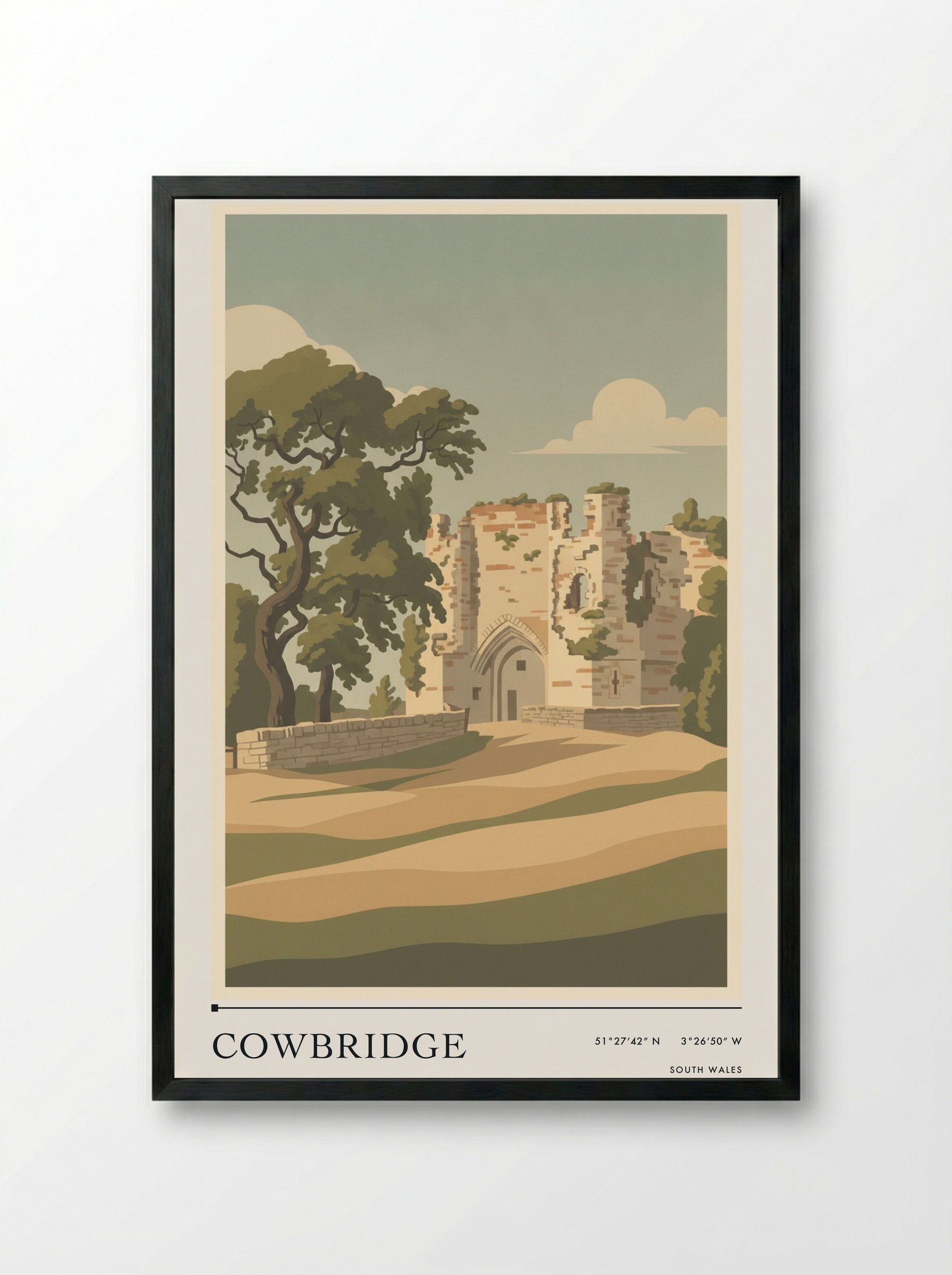 Cowbridge South Wales Wales Travel Poster - Framed Print Black