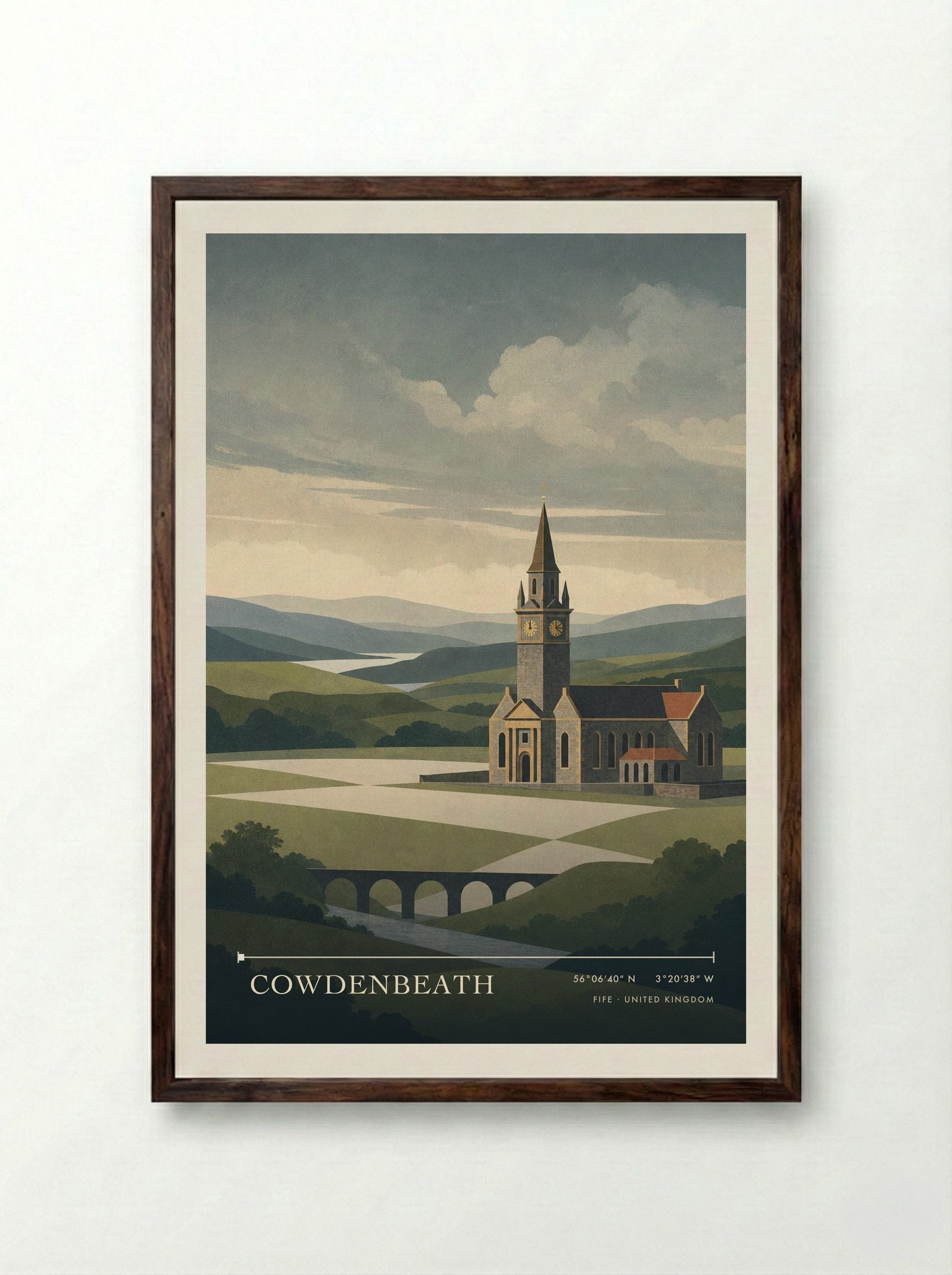 Cowdenbeath Fife United Kingdom Travel Poster - Framed Print Dark Wood
