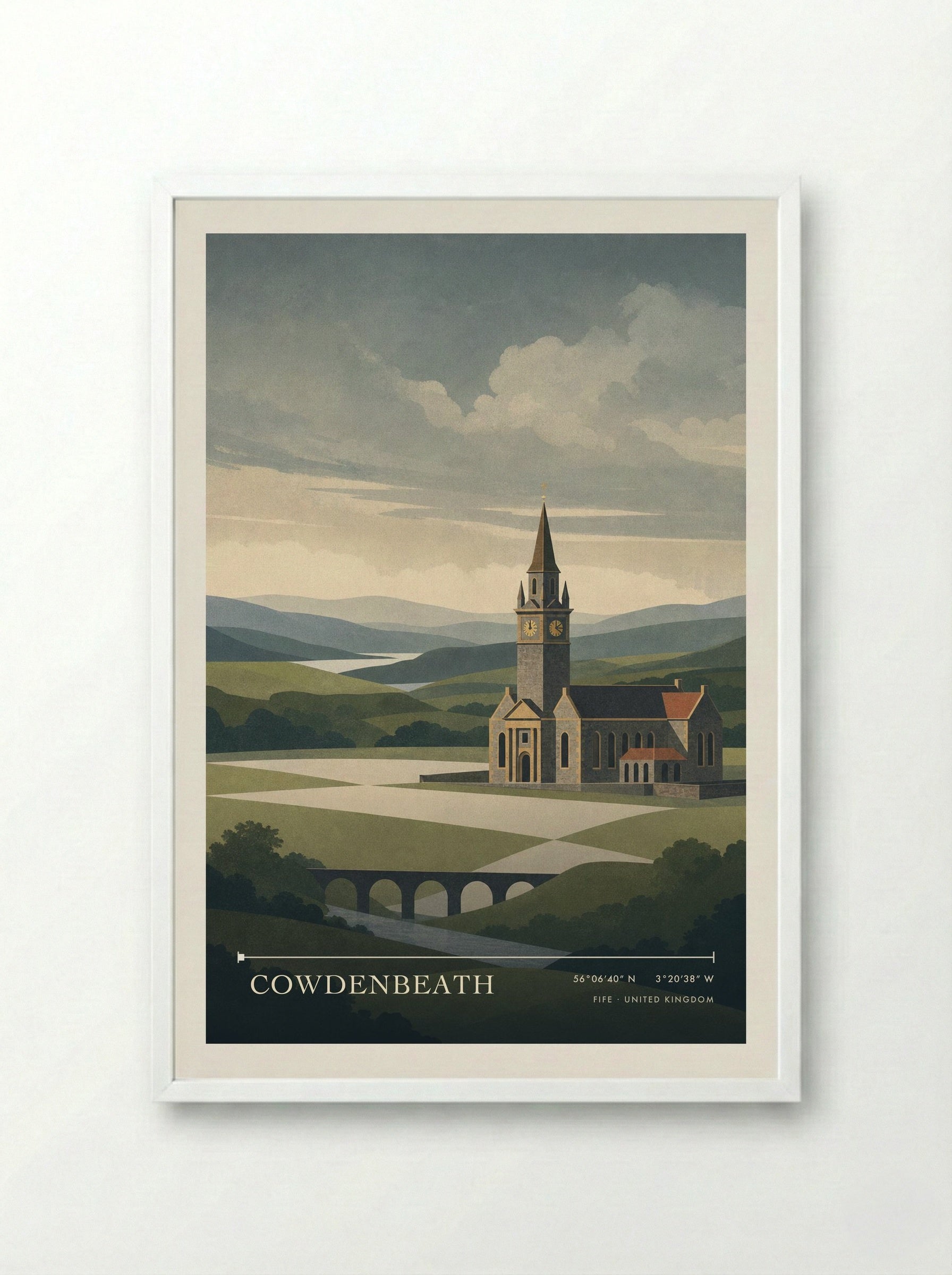 Cowdenbeath Fife United Kingdom Travel Poster - Framed Print White