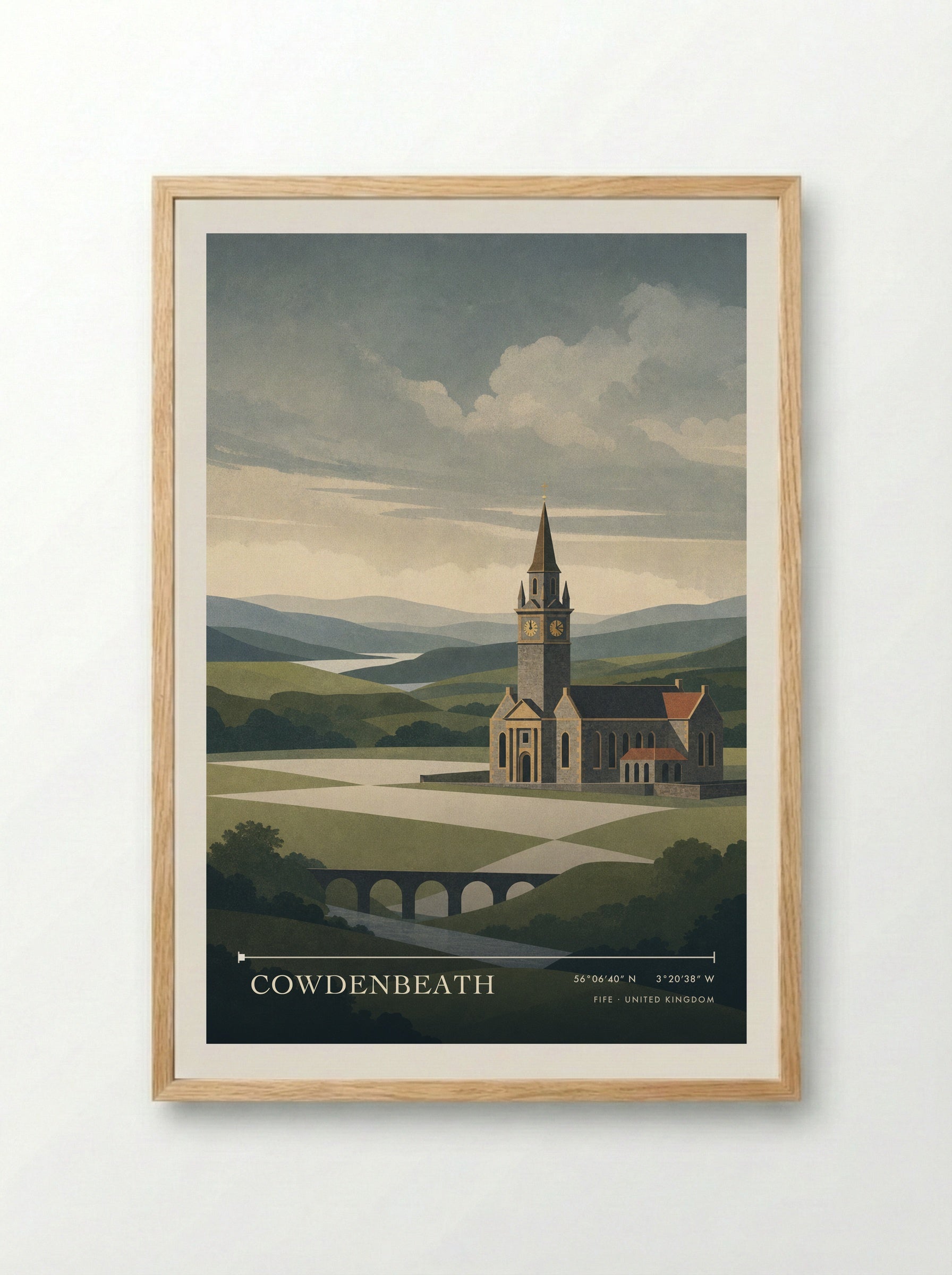 Cowdenbeath Fife United Kingdom Travel Poster - Framed Print Wood