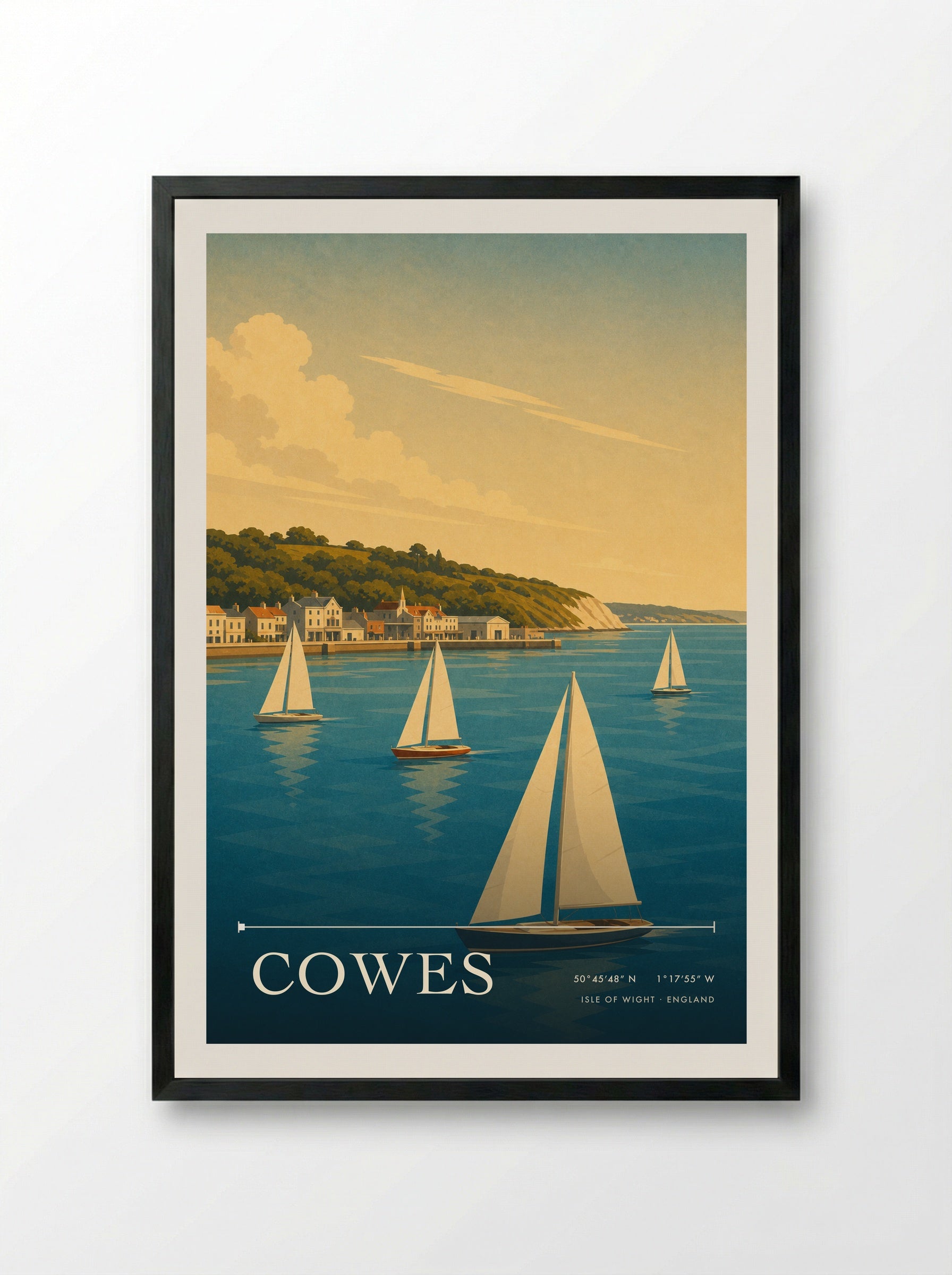 Cowes Isle of Wight England Travel Poster - Framed Print Black