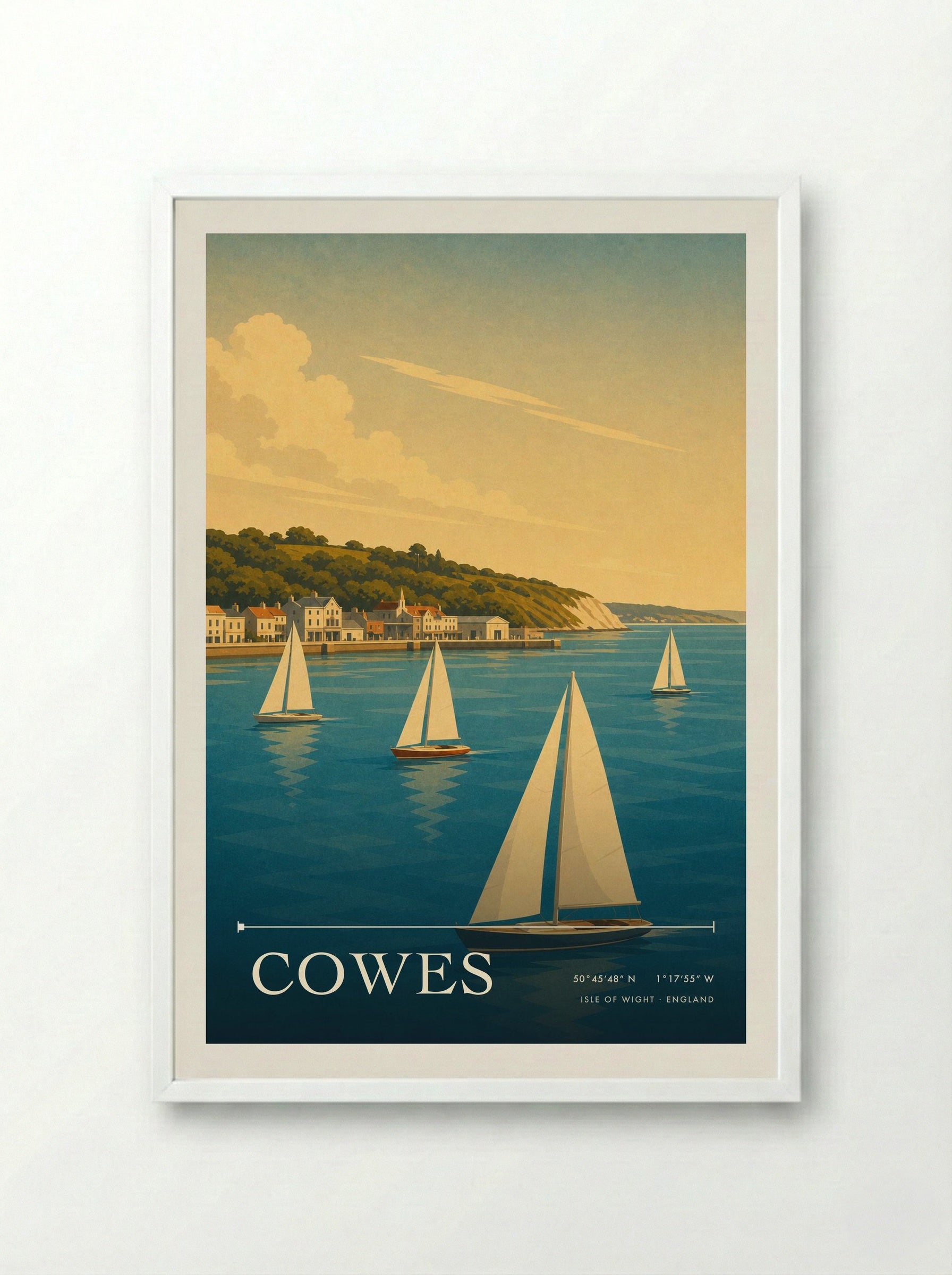 Cowes Isle of Wight England Travel Poster - Framed Print White